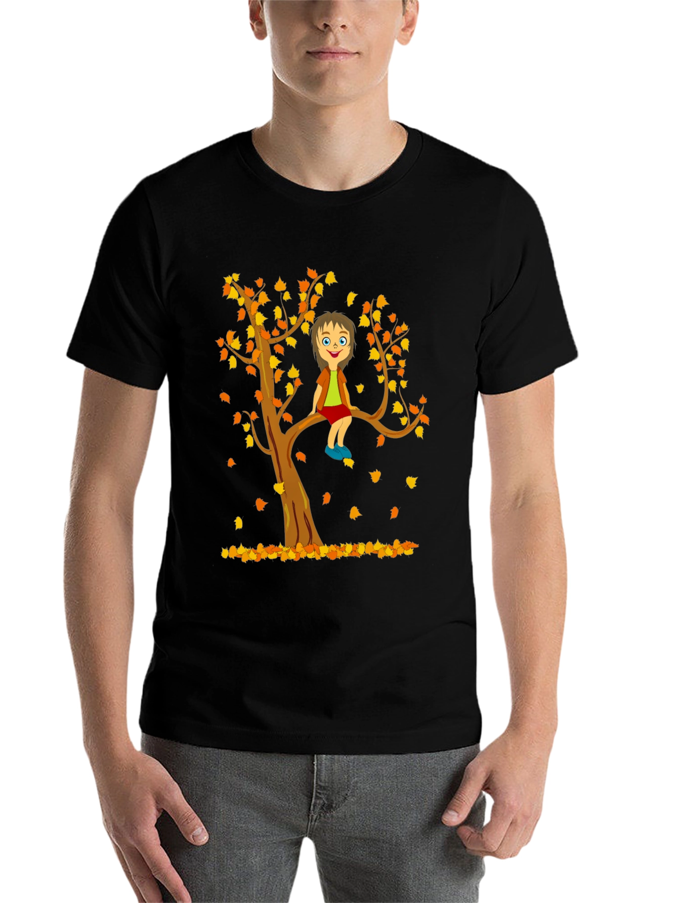 Black Cartoon Tree Boy T-Shirt view 7