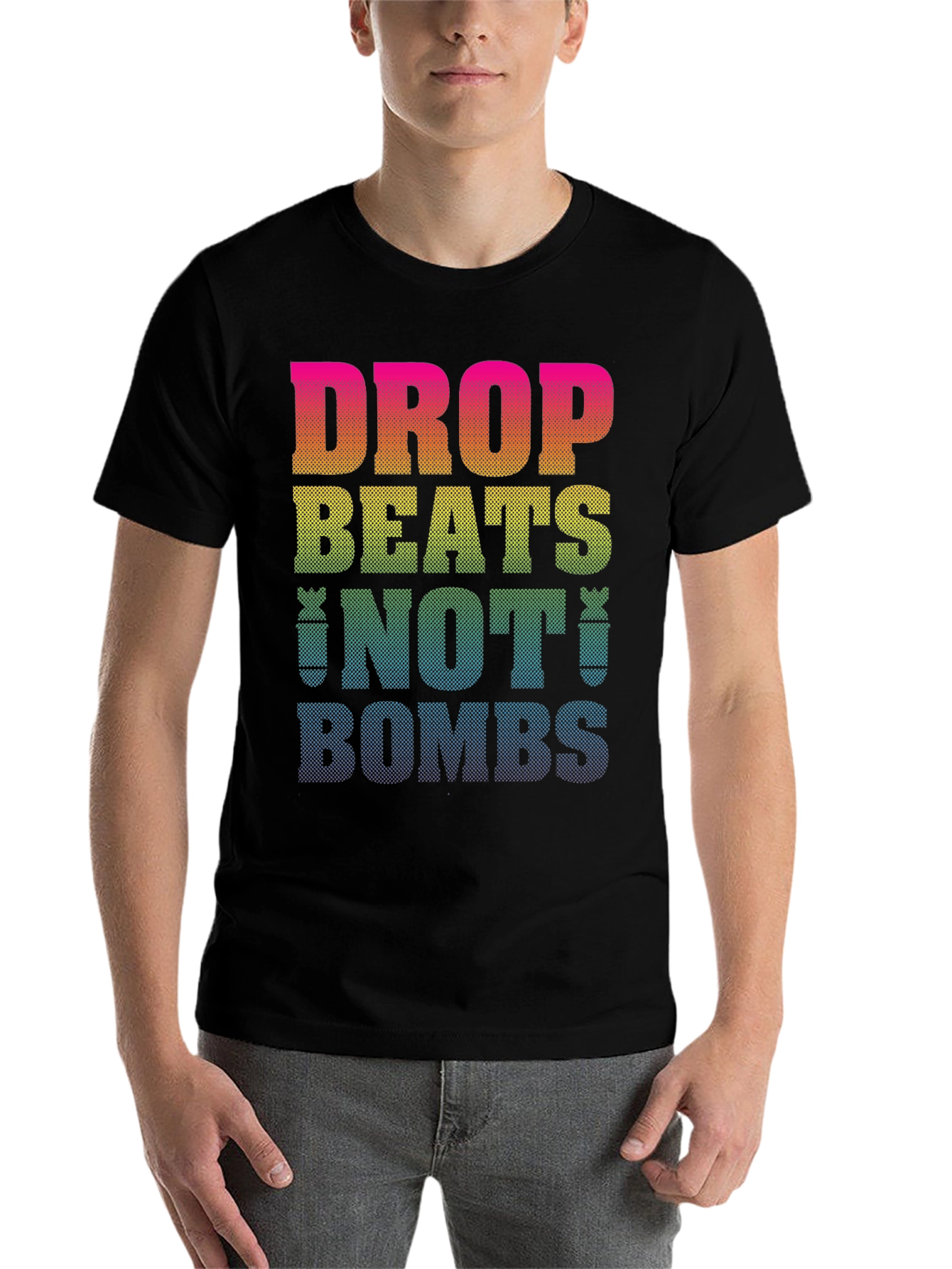 Black Drop Beats Not Bombs Graphic T-Shirt view 7