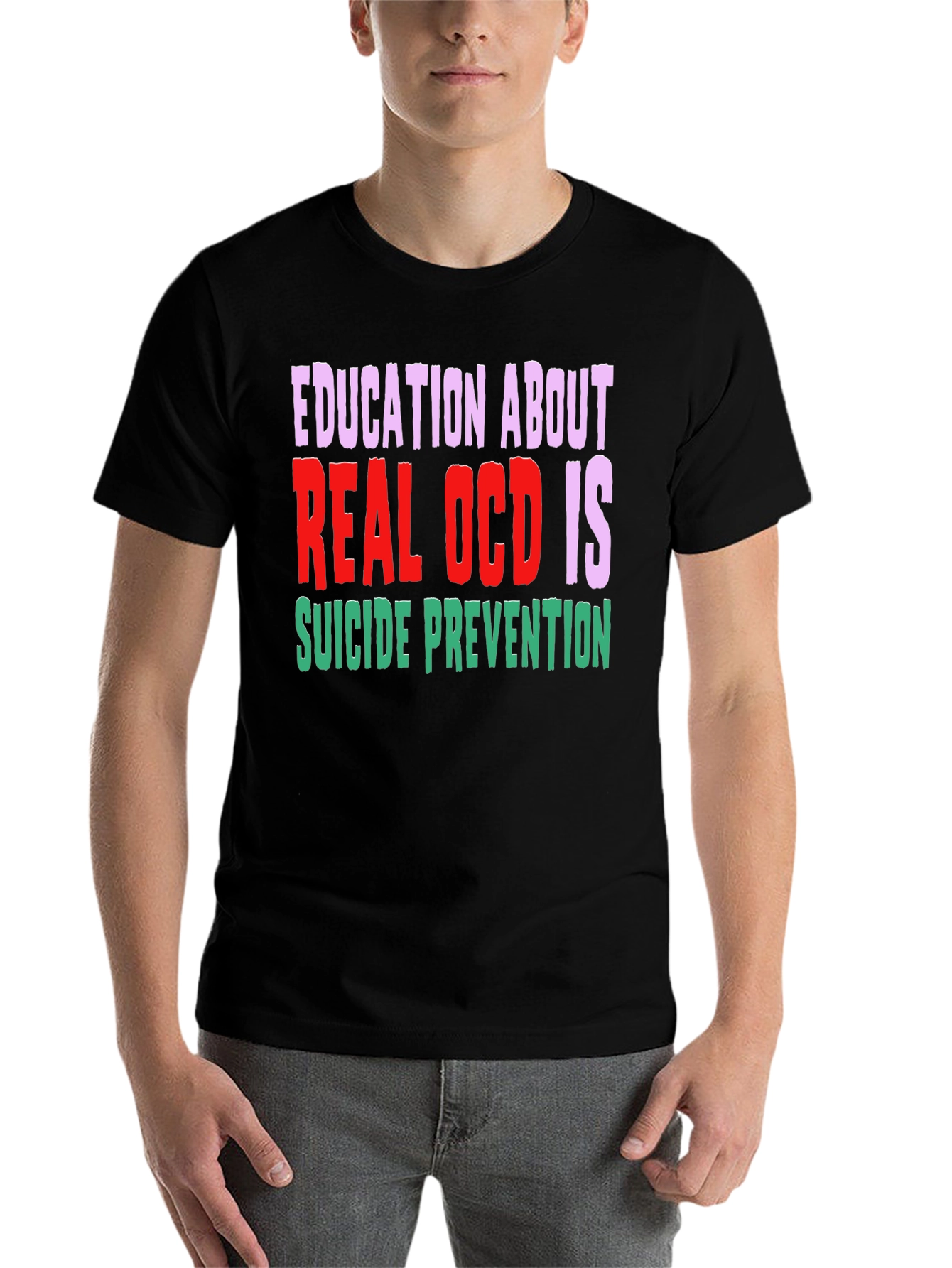 Black Education About Real OCD Is Suicide Prevention T-Shirt view 7