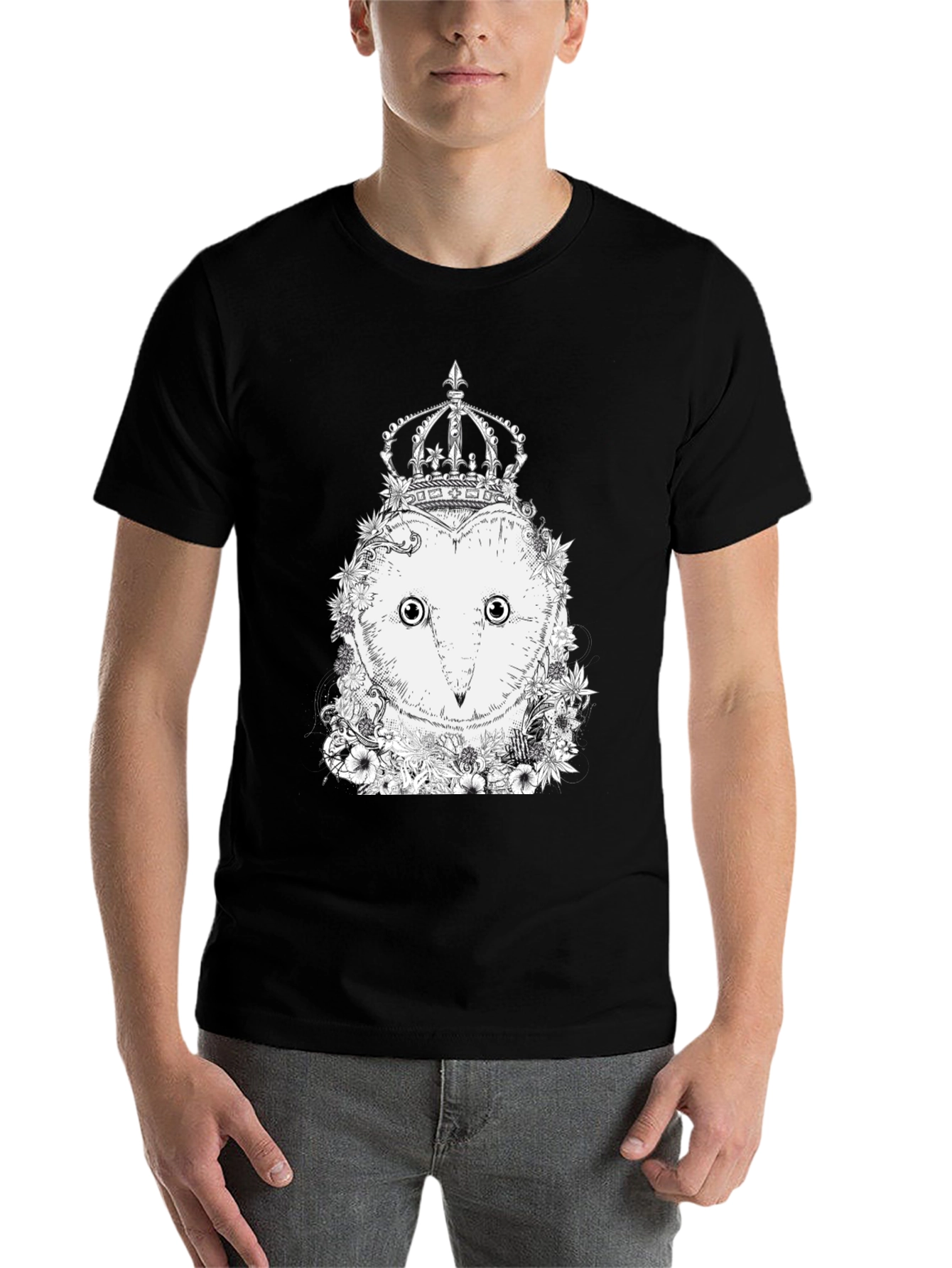 Black Owl Crown Graphic Tee - Unique Design view 7