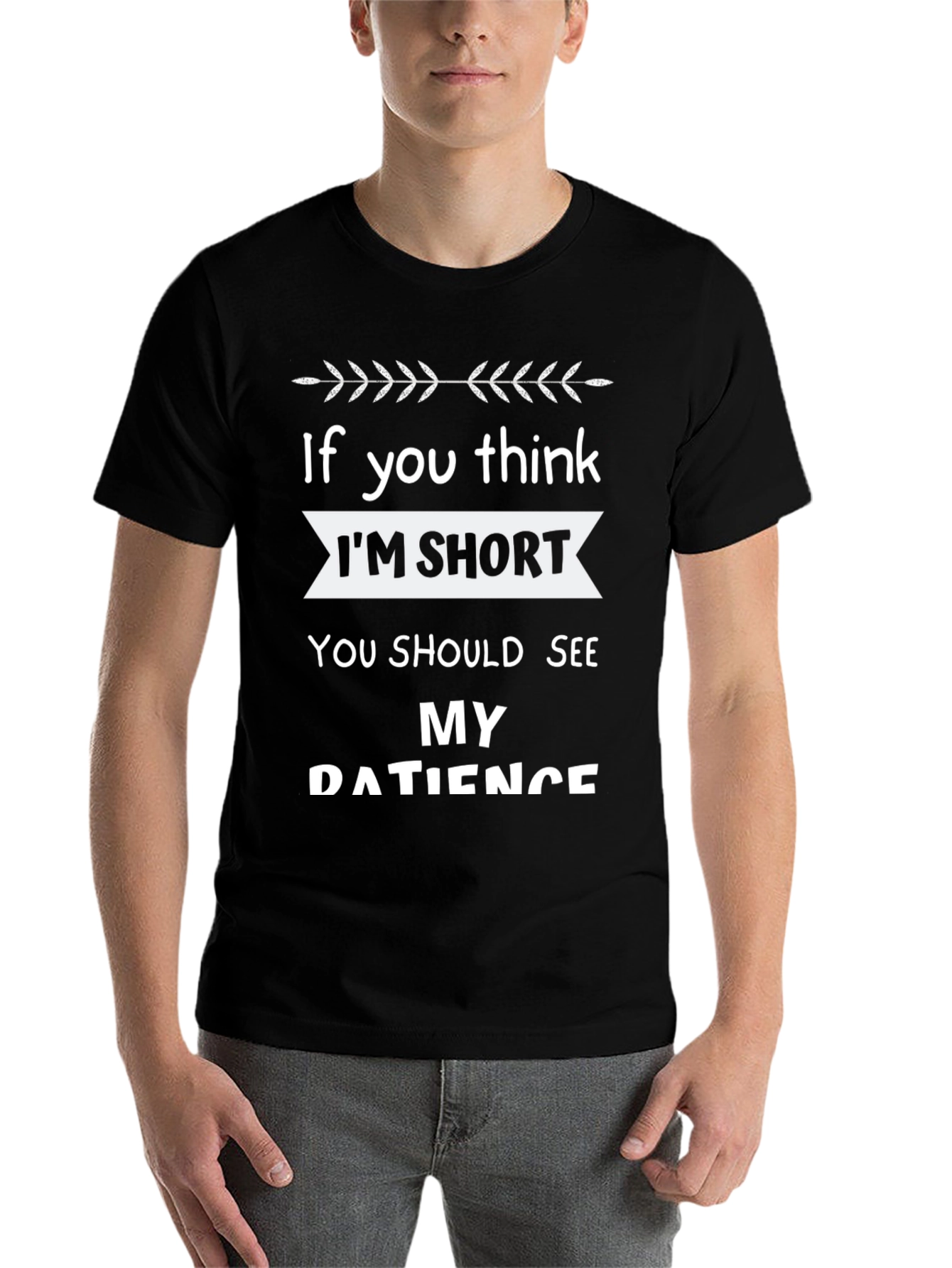 Black Funny Short Patience Humor Black Graphic T-Shirt view 7