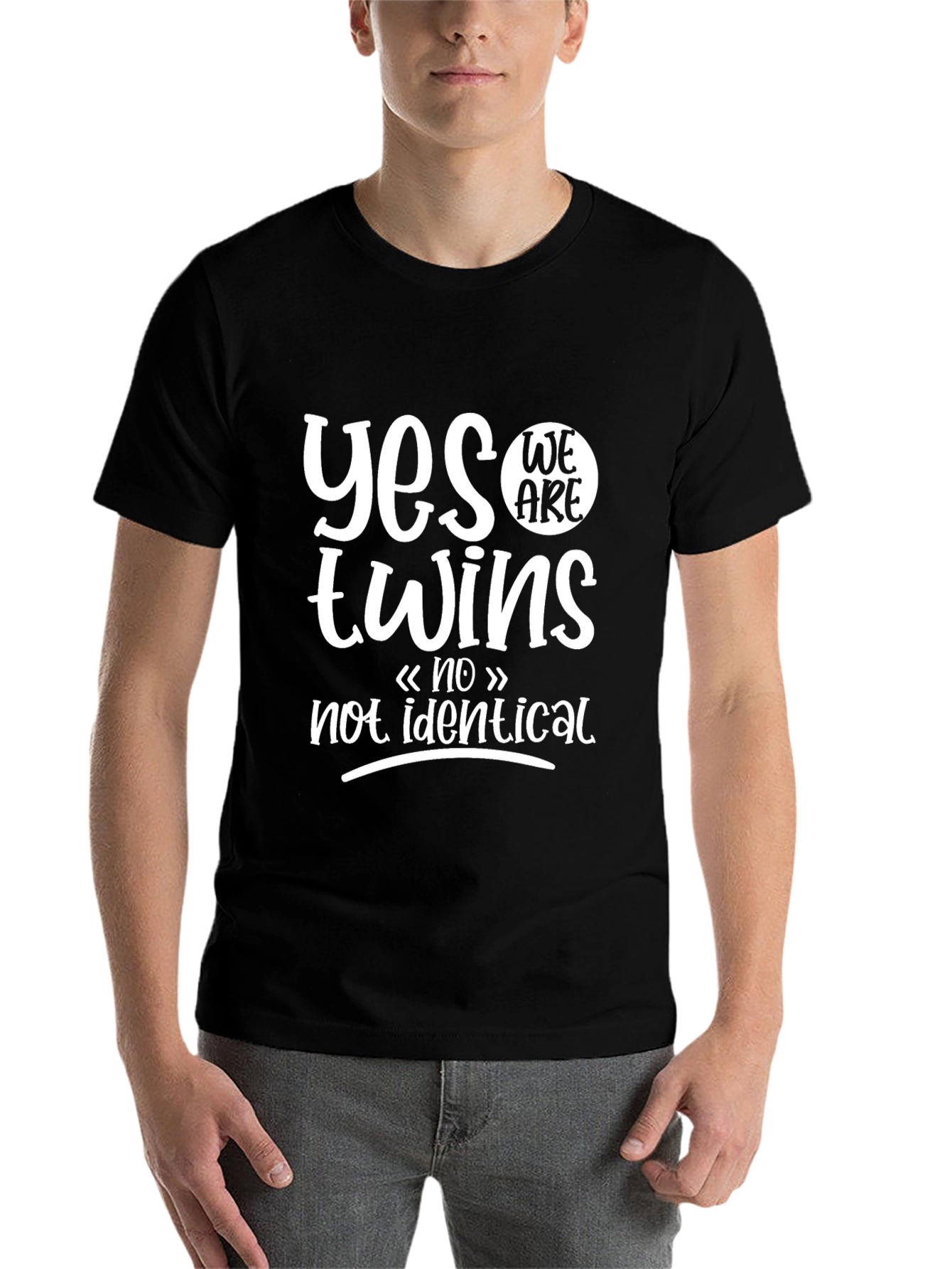Black Yes We Are Twins Not Identical Black T-Shirt view 7