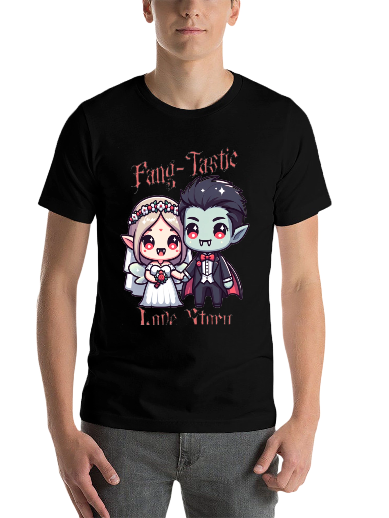 Black Fang-Tastic Vampire Couple Graphic Tee view 7