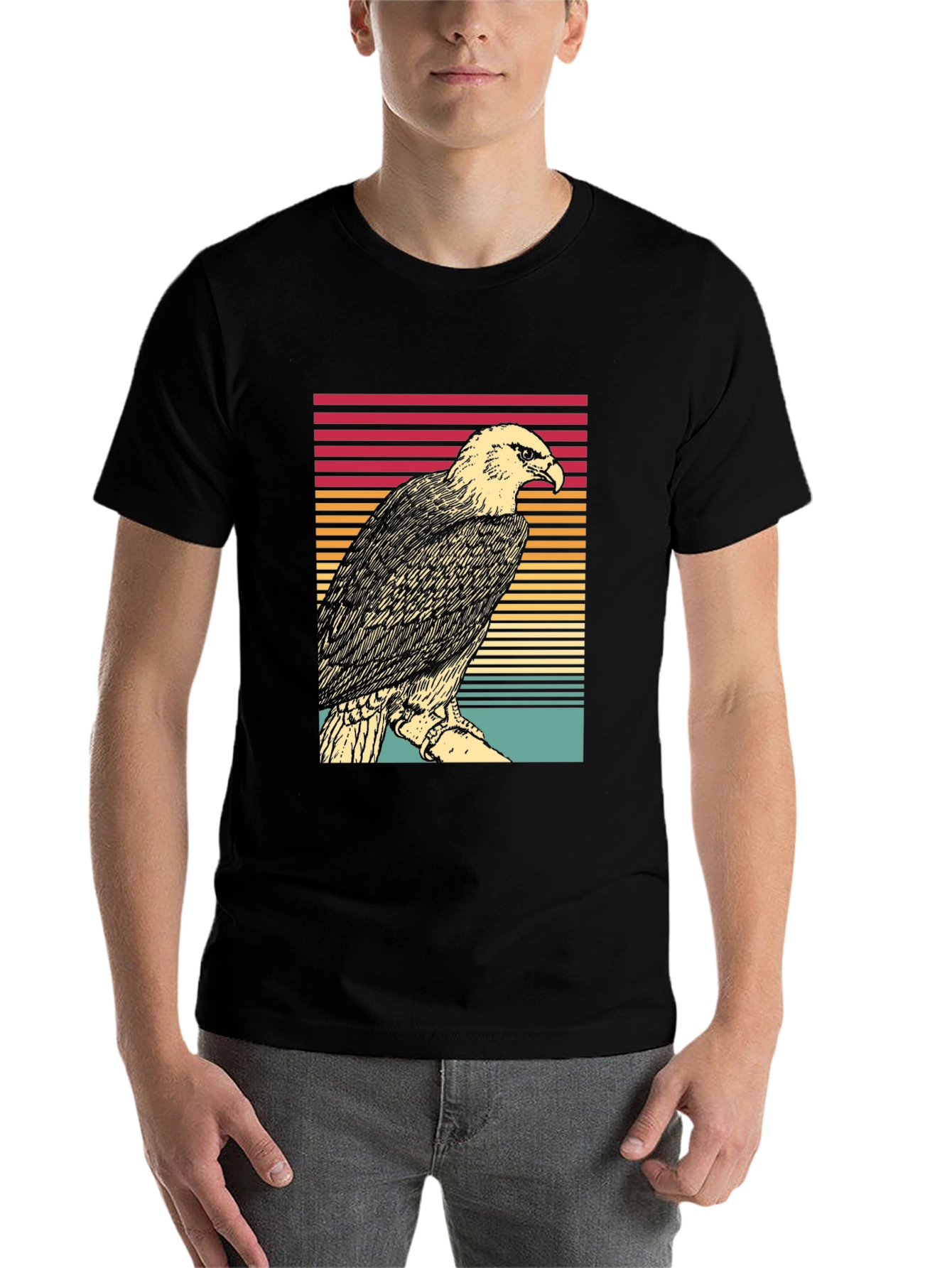Black Retro Eagle T-Shirt - Vintage Style Tee view 7