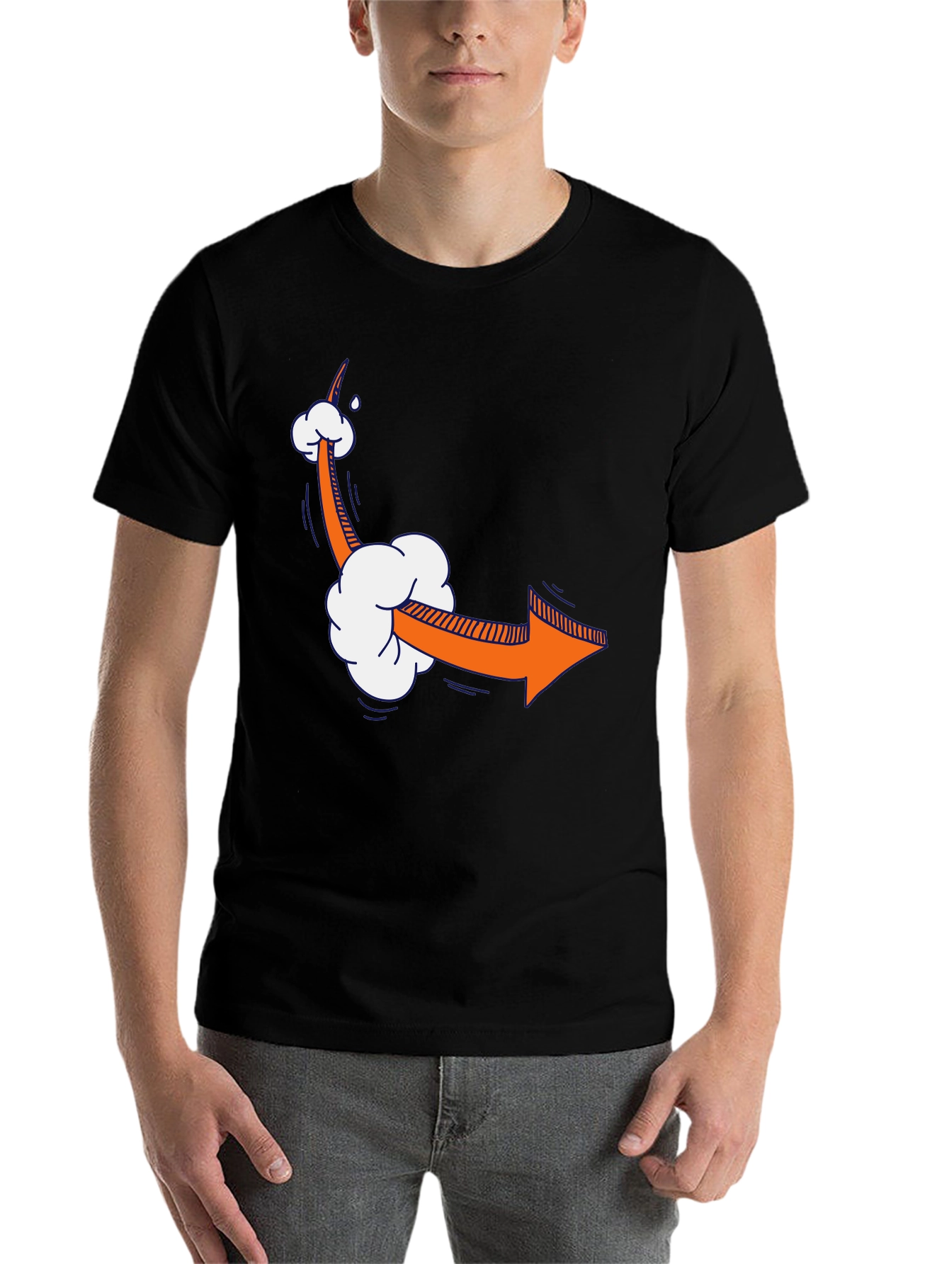 Black Cartoon Arrow T-Shirt - Funny Directional Tee view 7