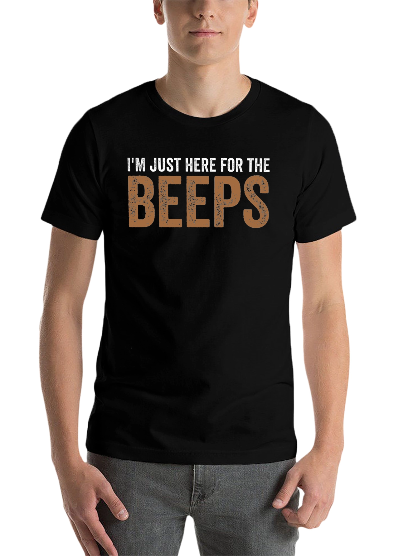 Black I'm Just Here For The Beeps Funny T-Shirt view 7