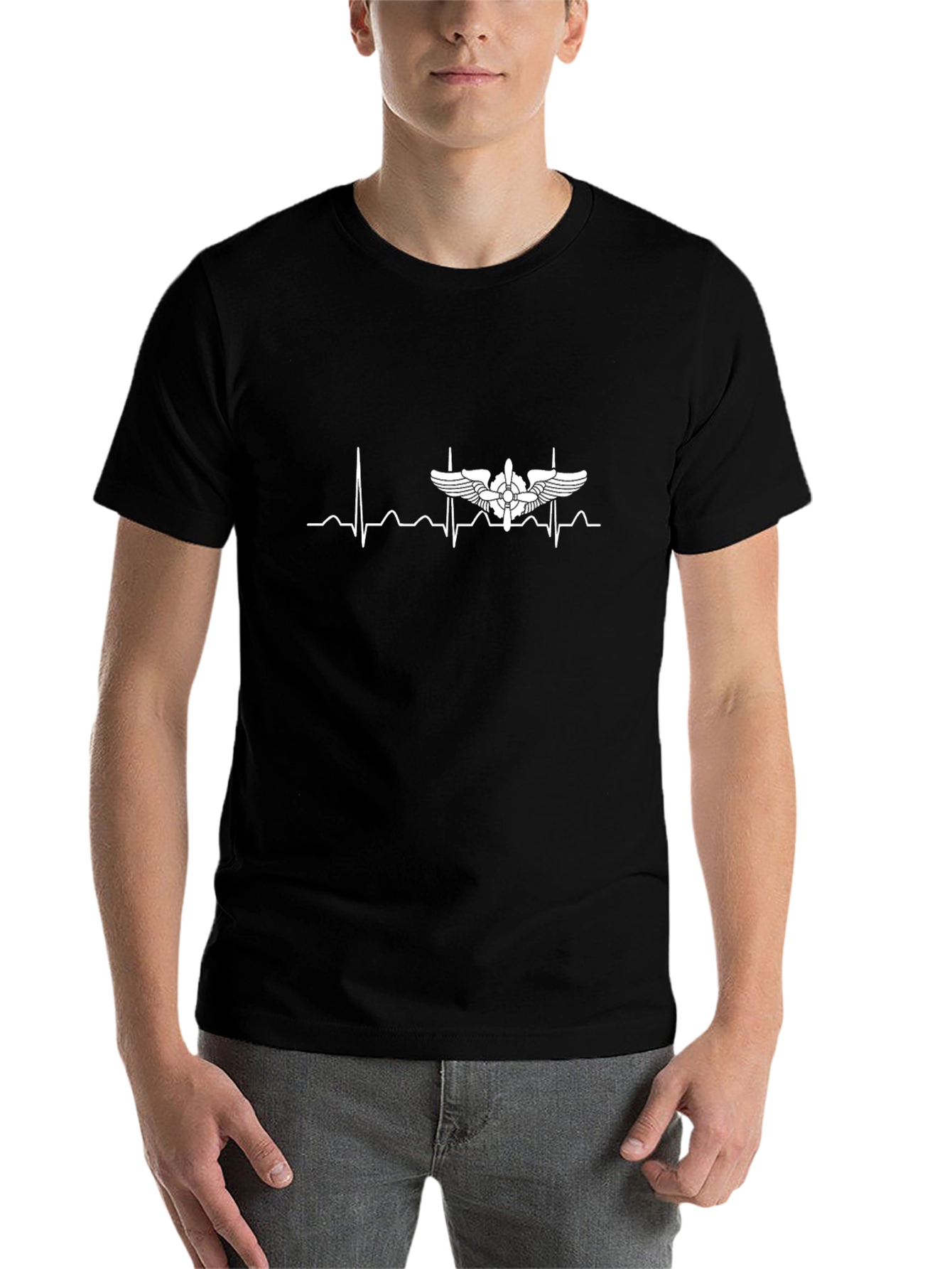 Black Aviator Heartbeat T-Shirt - Black view 7