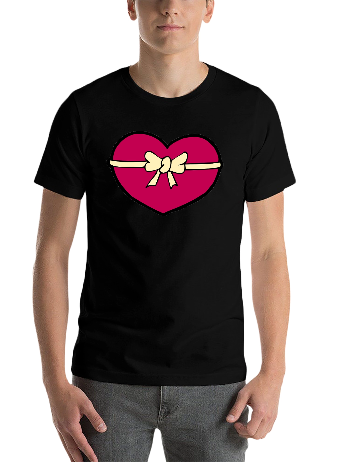 Black Heart Gift Box Graphic Tee - Valentine's Day Apparel view 7