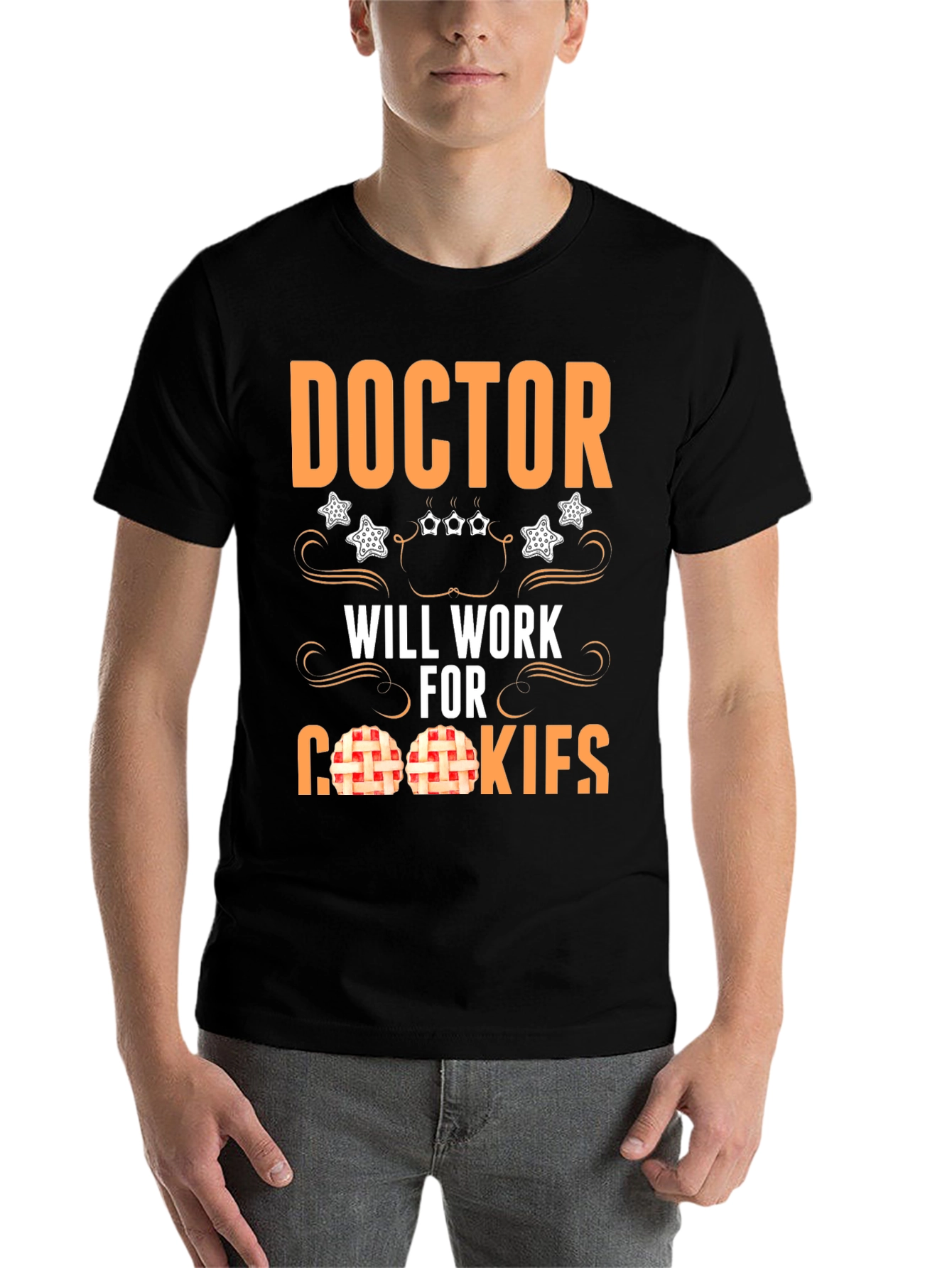 Black Doctor Will Work For Cookies T-Shirt view 7