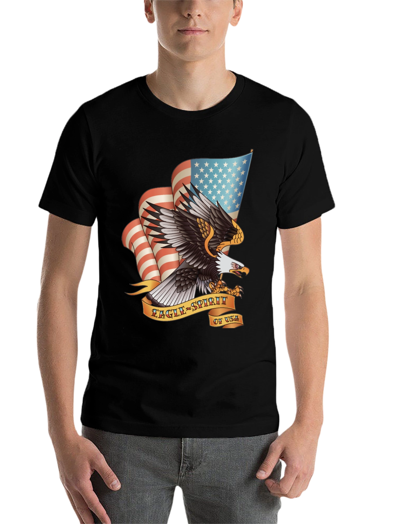 Black Eagle Spirit USA Graphic Print T-Shirt view 7