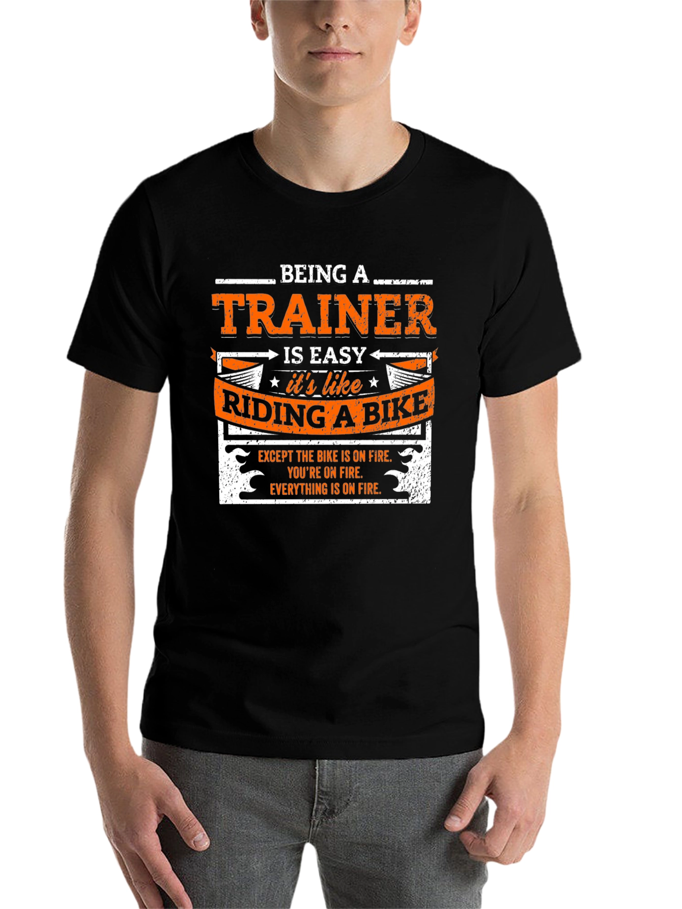 Black Being a Trainer is Easy Like Riding a Bike T-Shirt view 7