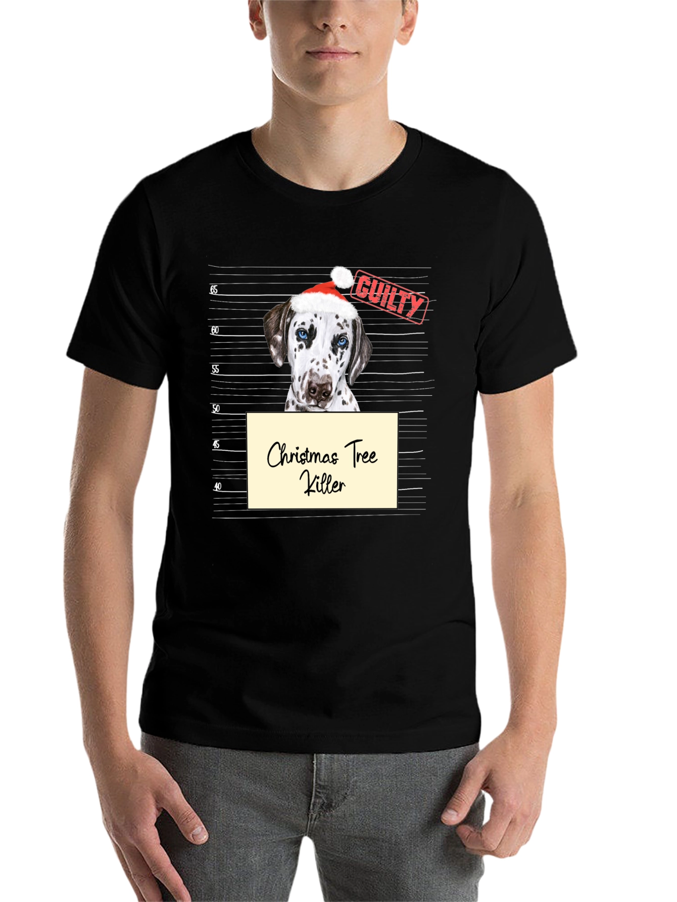 Black Christmas Tree Killer Dog Graphic T-Shirt view 7