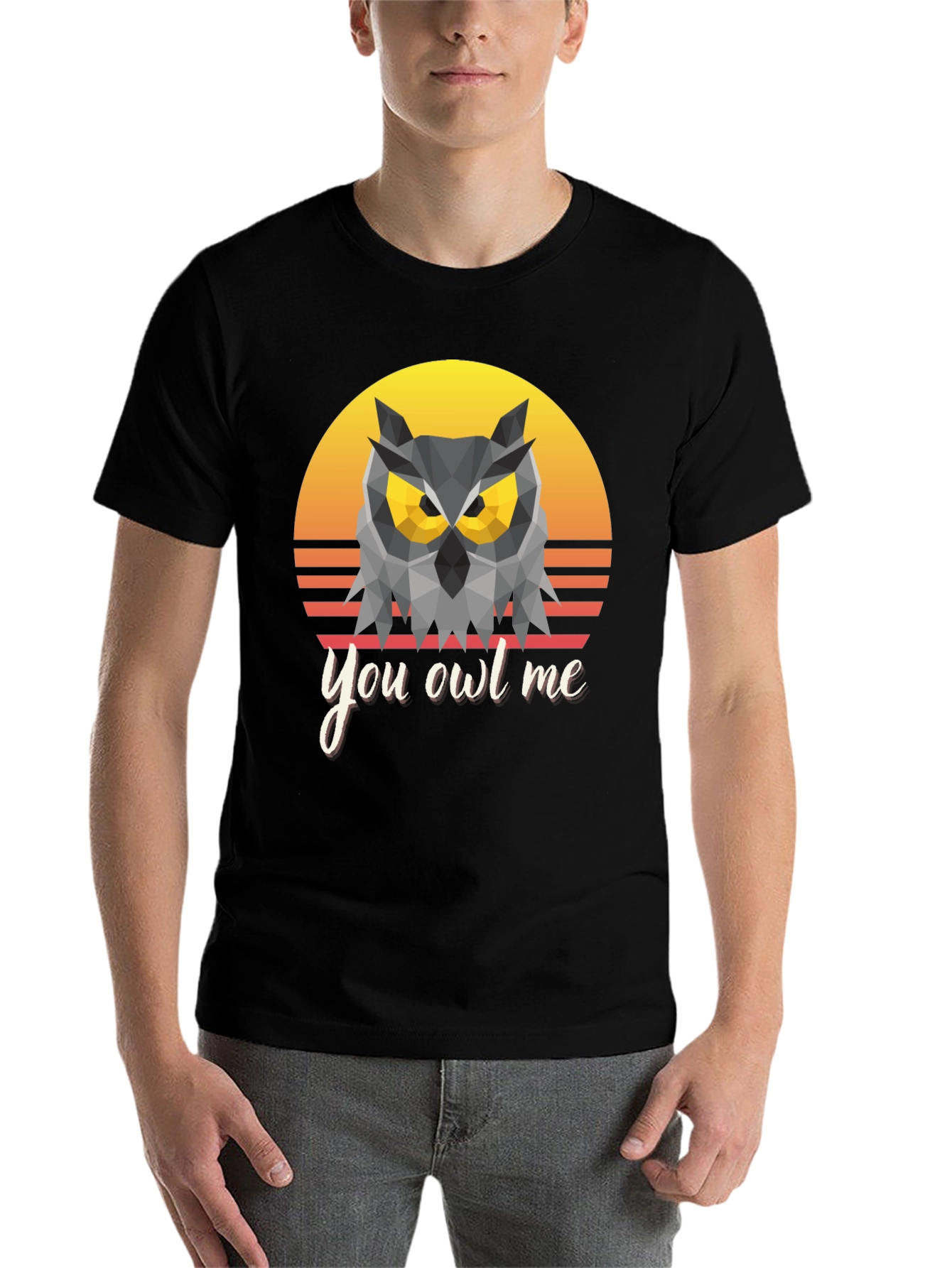 Black You Owl Me Geometric Owl T-Shirt view 7