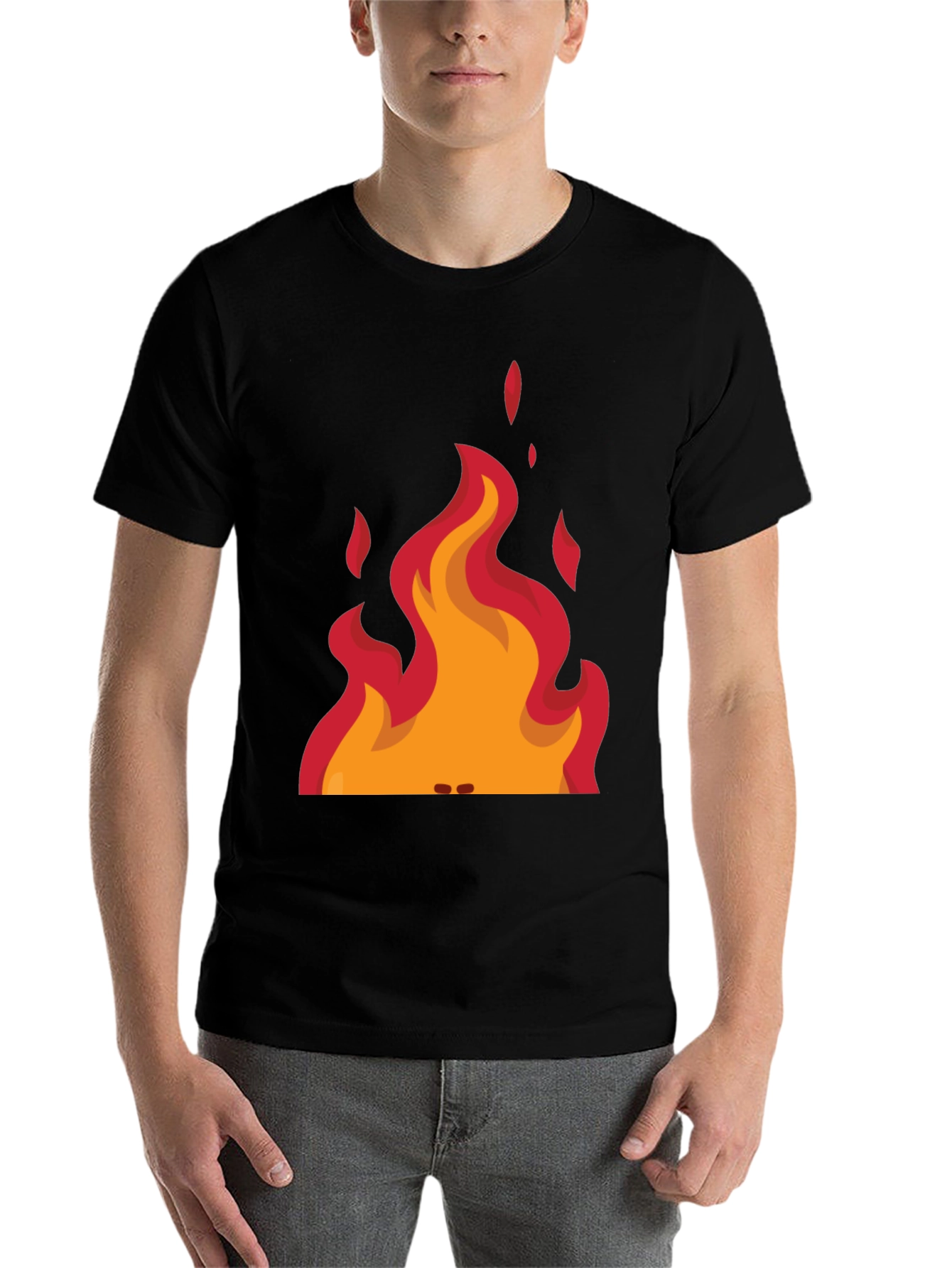 Black Flame Graphic Tee - Black Cotton T-Shirt view 7