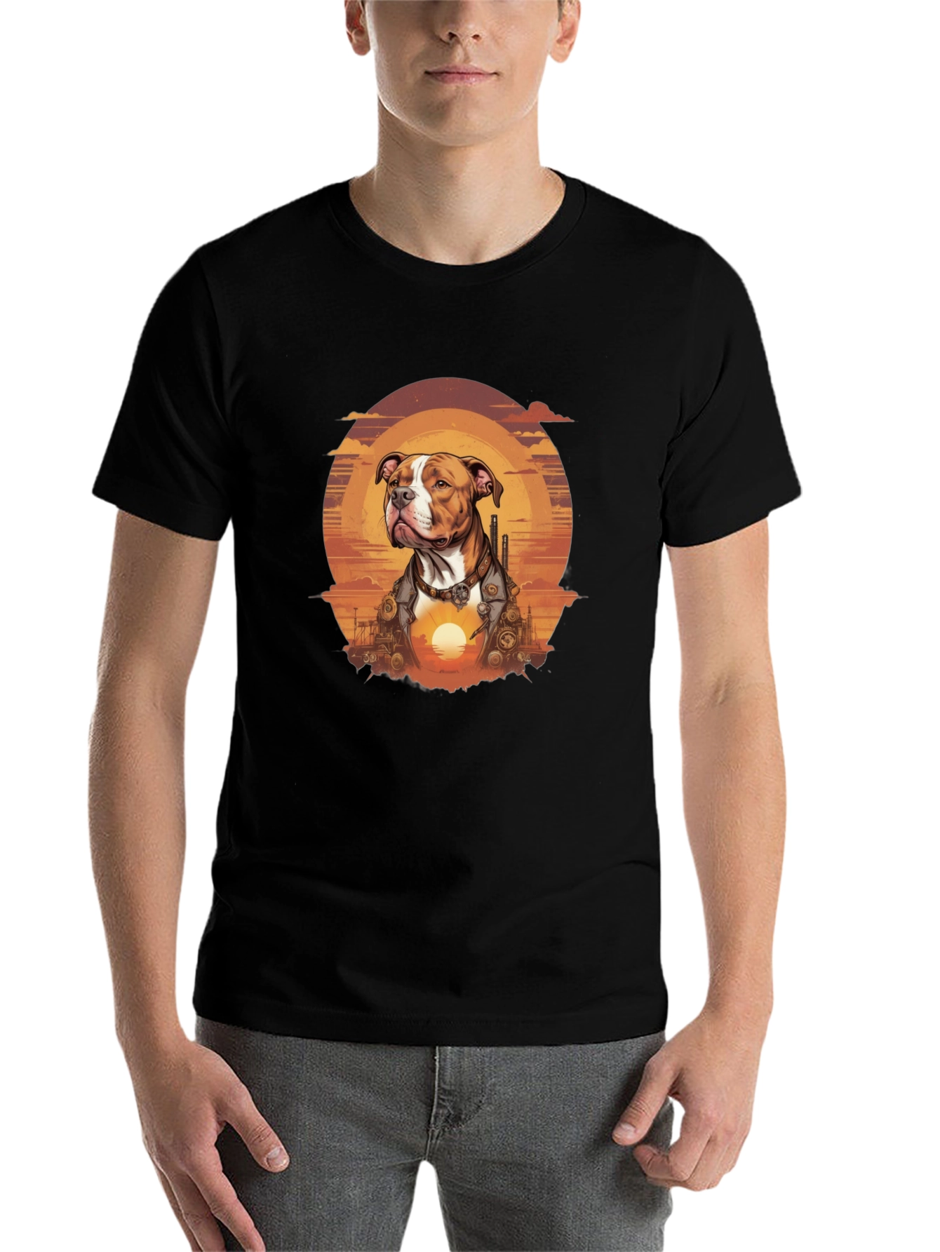 Black Steampunk Dog T-Shirt - Unique Graphic Tee view 7