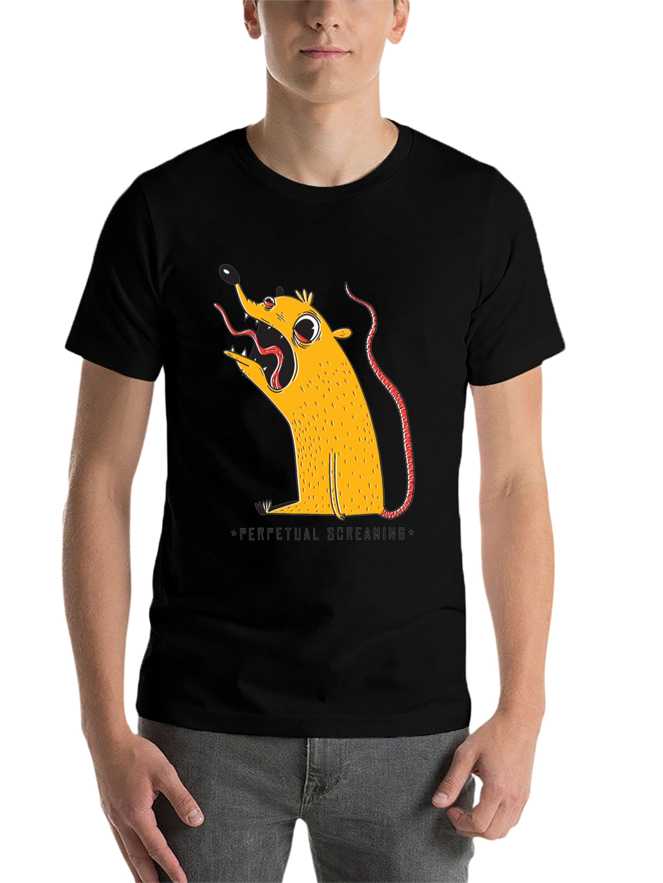 Black Perpetual Screaming Rat Graphic Tee - Unisex view 7