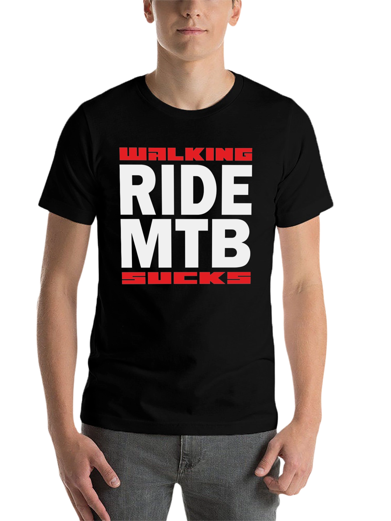 Black Walking Ride MTB Sucks T-Shirt view 7
