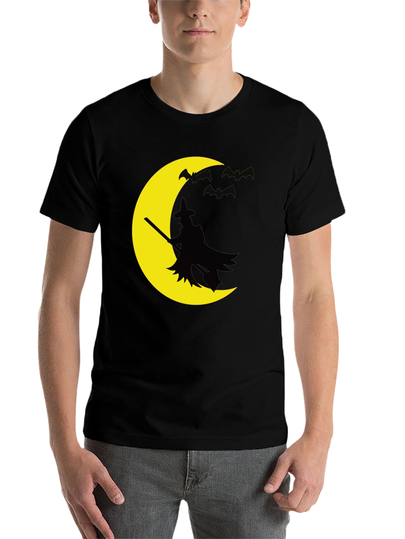 Black Halloween Witch Moon Graphic T-Shirt view 7