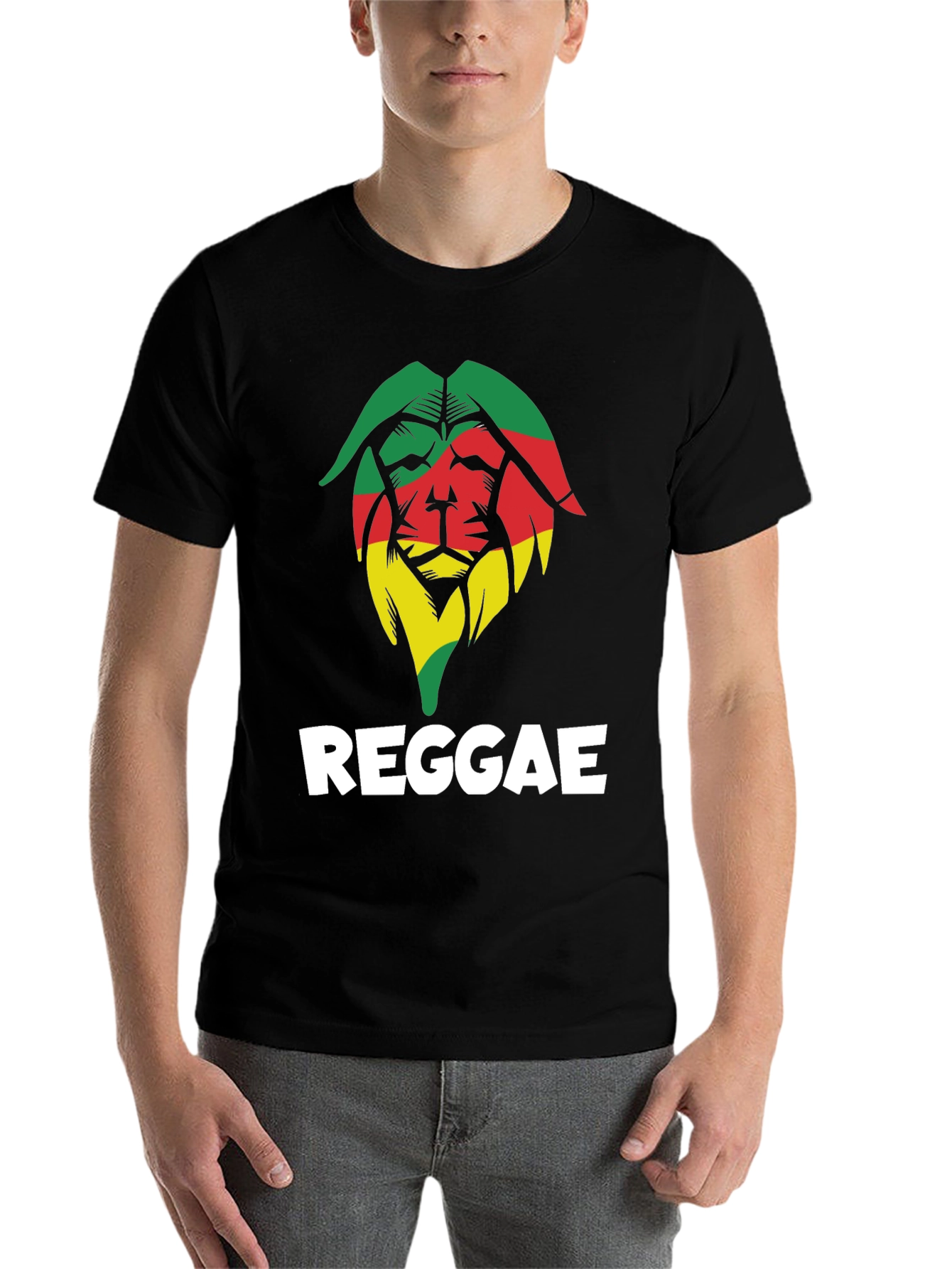Black Reggae Lion Graphic Tee - Black Cotton T-Shirt view 7