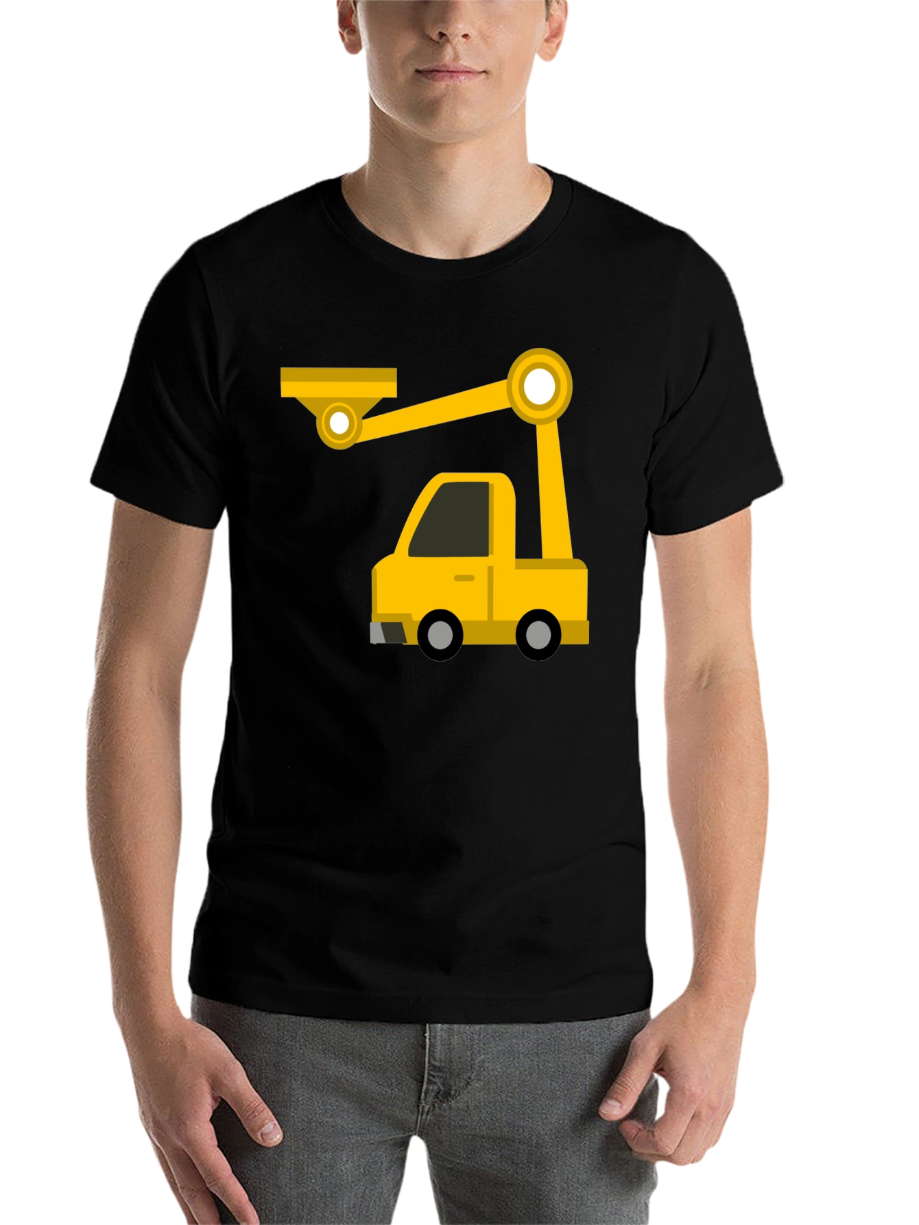 Black Construction Crane Truck Graphic Tee view 7