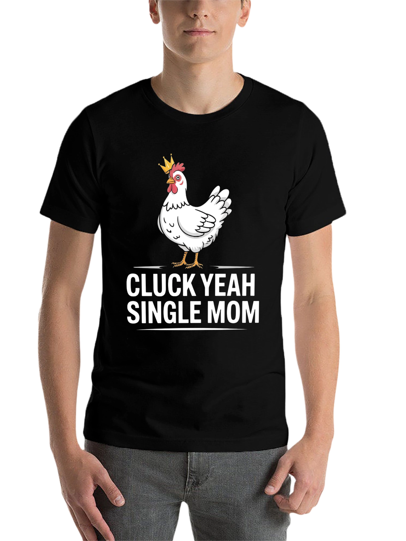 Black Cluck Yeah Single Mom T-Shirt view 7