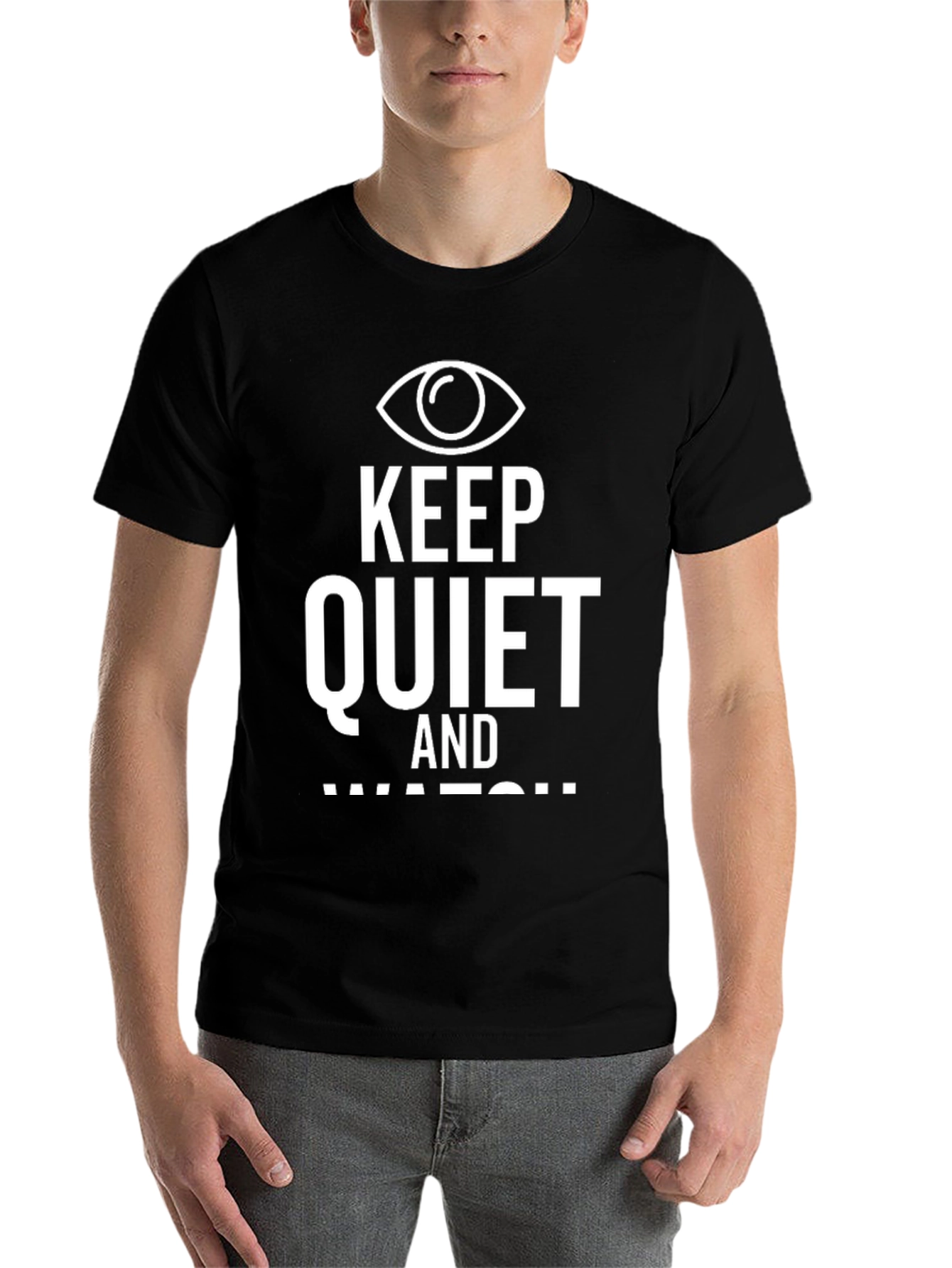 Black Keep Quiet and Watch Graphic T-Shirt view 7