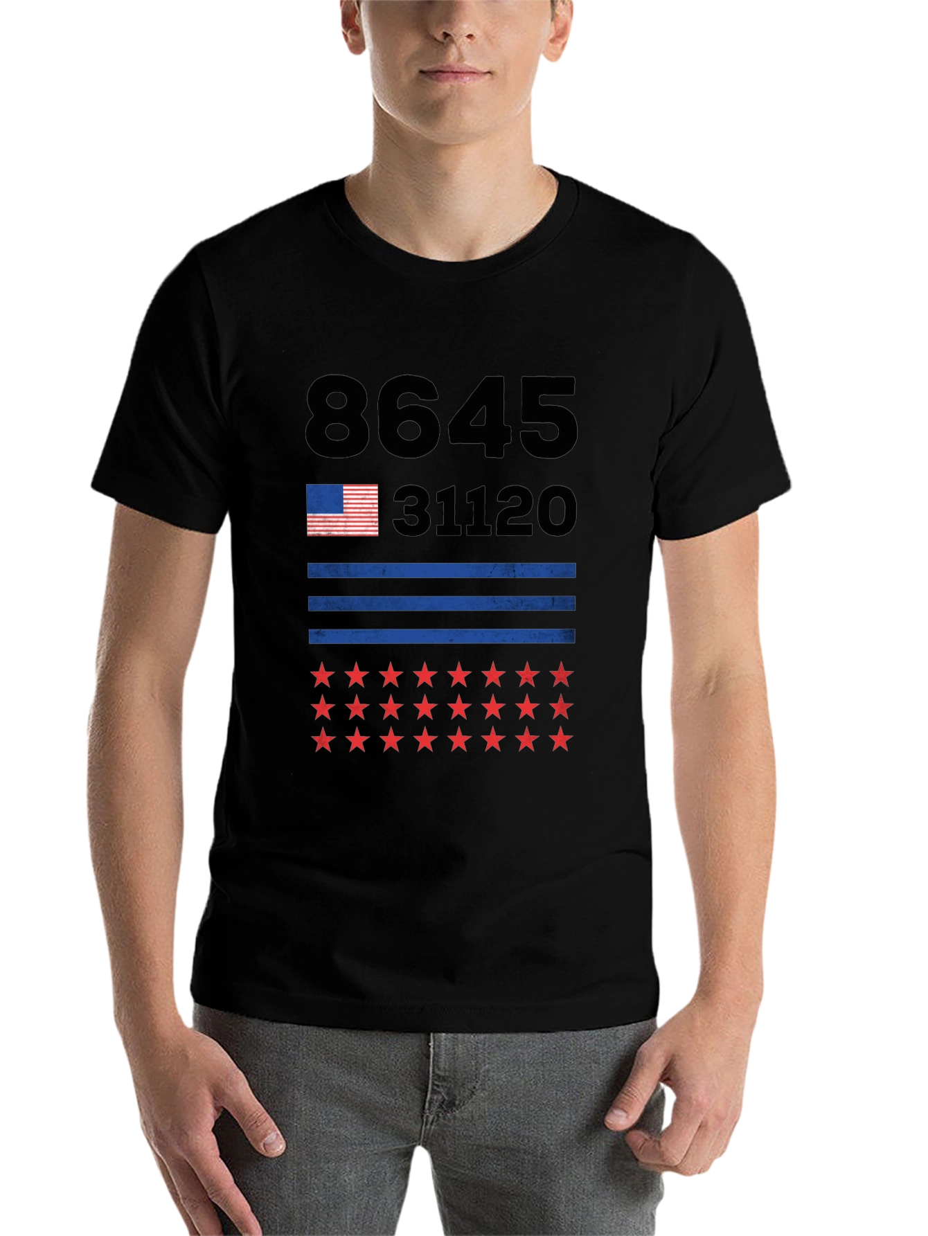 Black 8645 31120 Stars & Stripes Graphic Tee view 7
