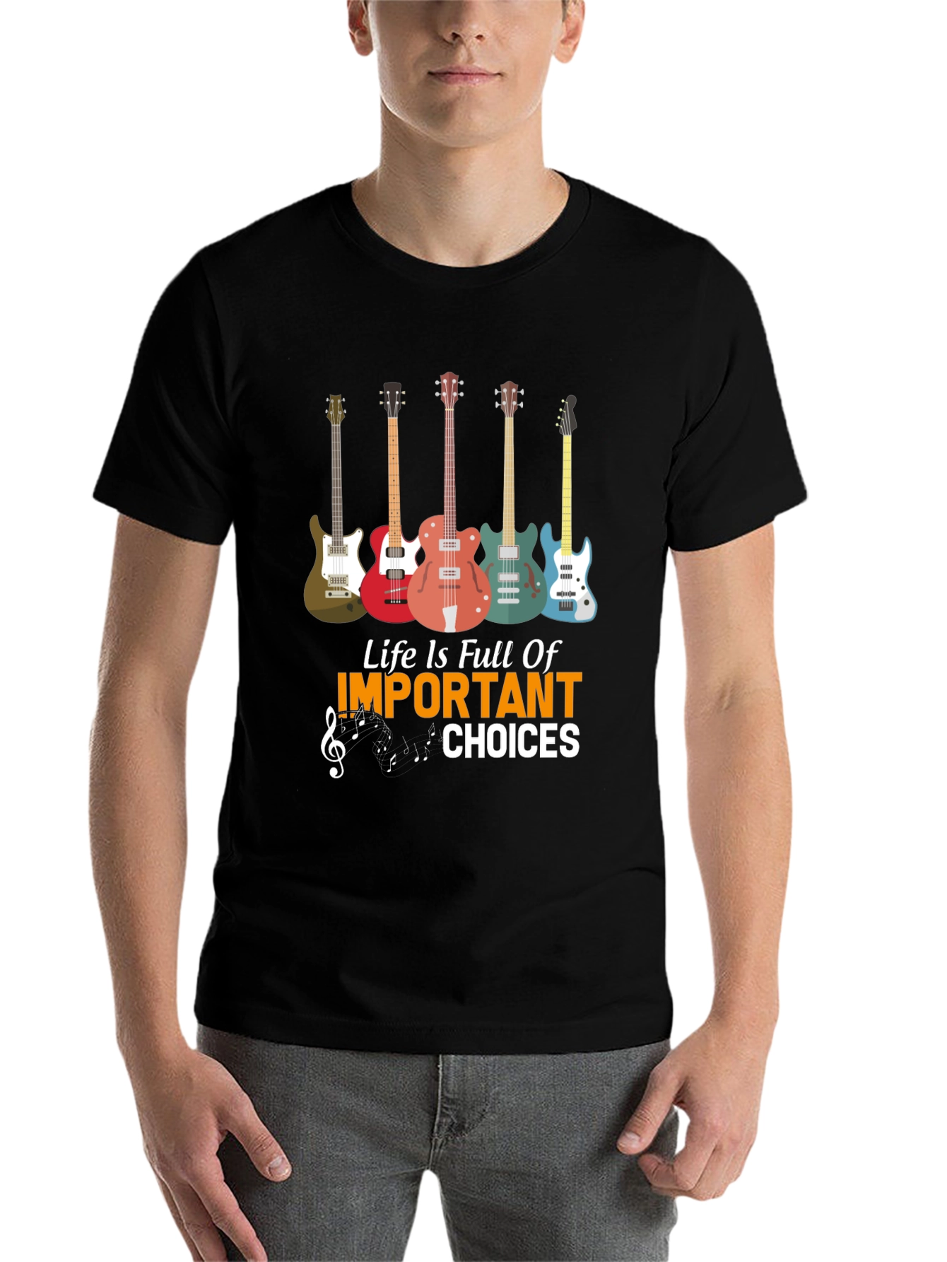 Black Guitar Life Choices Graphic Tee - Music Lover view 7