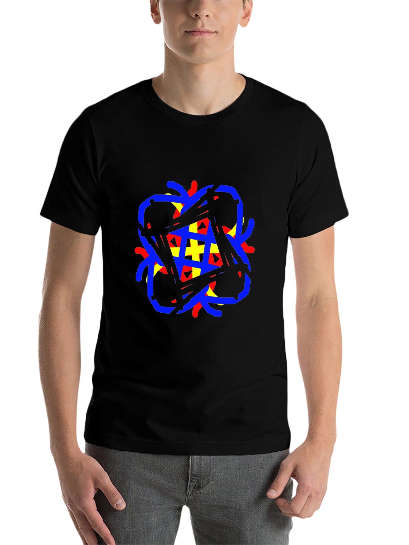 Black Abstract Graphic Black T-Shirt view 7