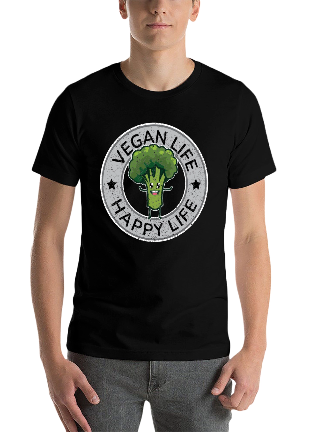Vegan Life Happy Life Broccoli Graphic T-Shirt - 7