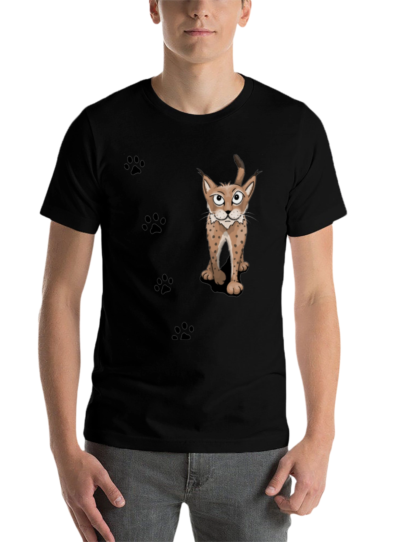 Black Lynx Paw Print Graphic Tee - Black view 7