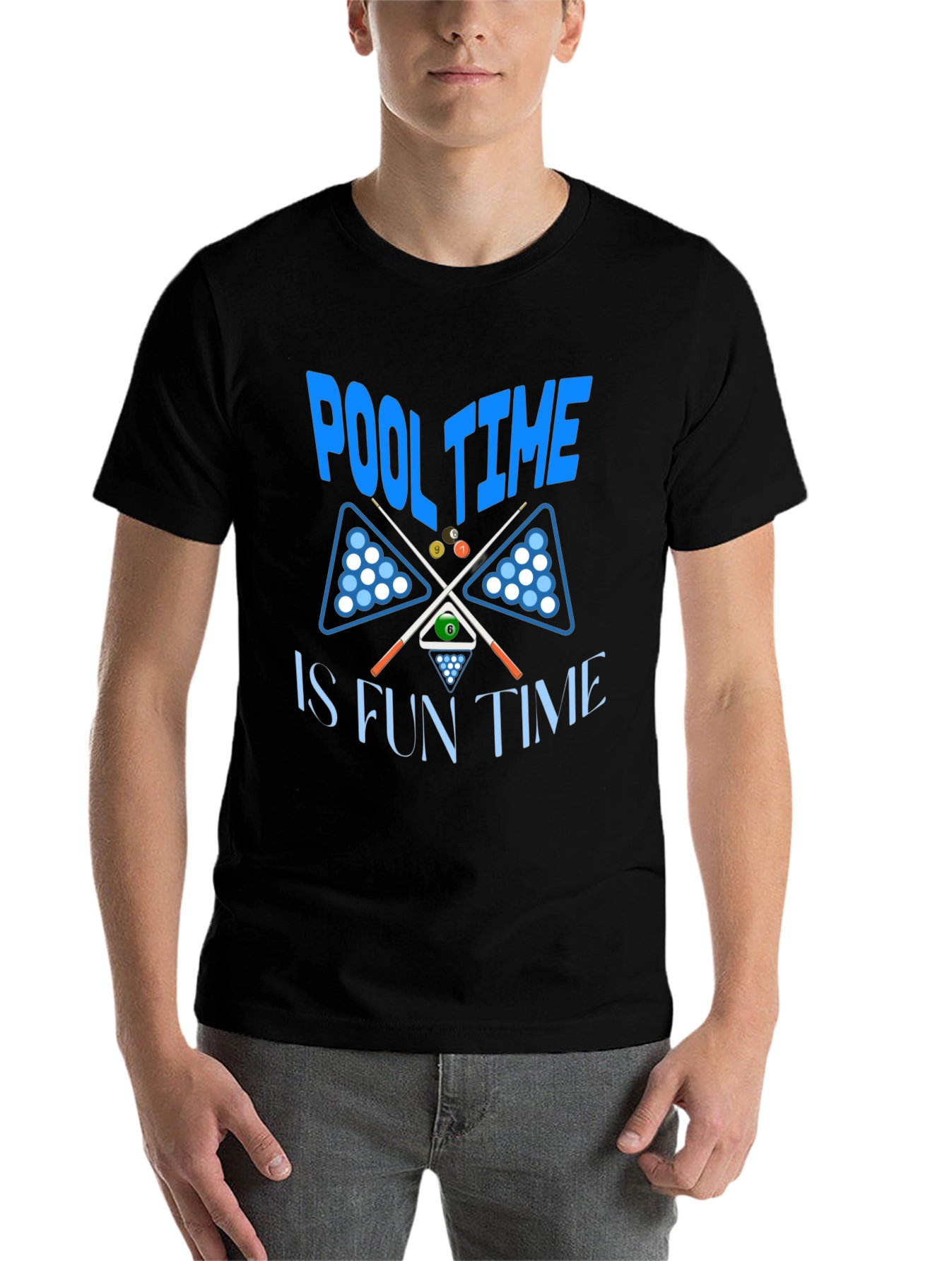 Pool Time Fun Time Black Graphic T-Shirt - 7