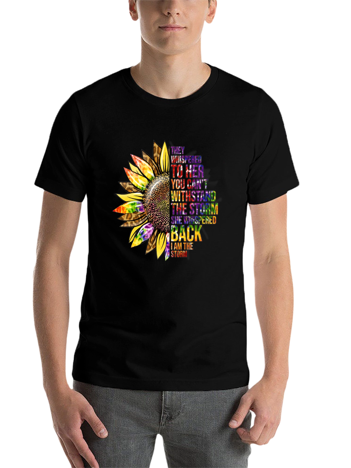 Black Sunflower Inspirational T-Shirt -  They Whispered view 7