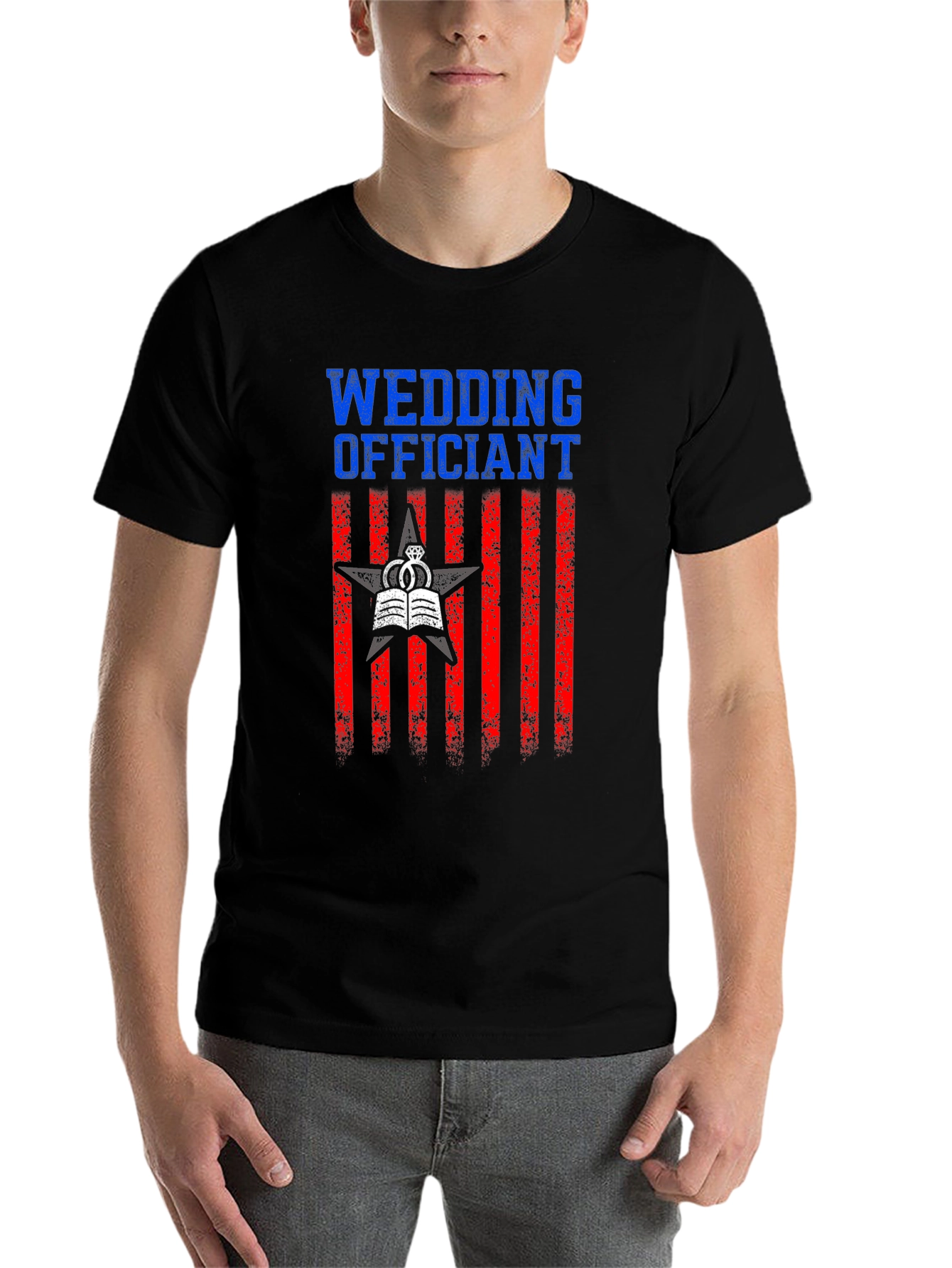 Black Wedding Officiant Graphic T-Shirt view 7