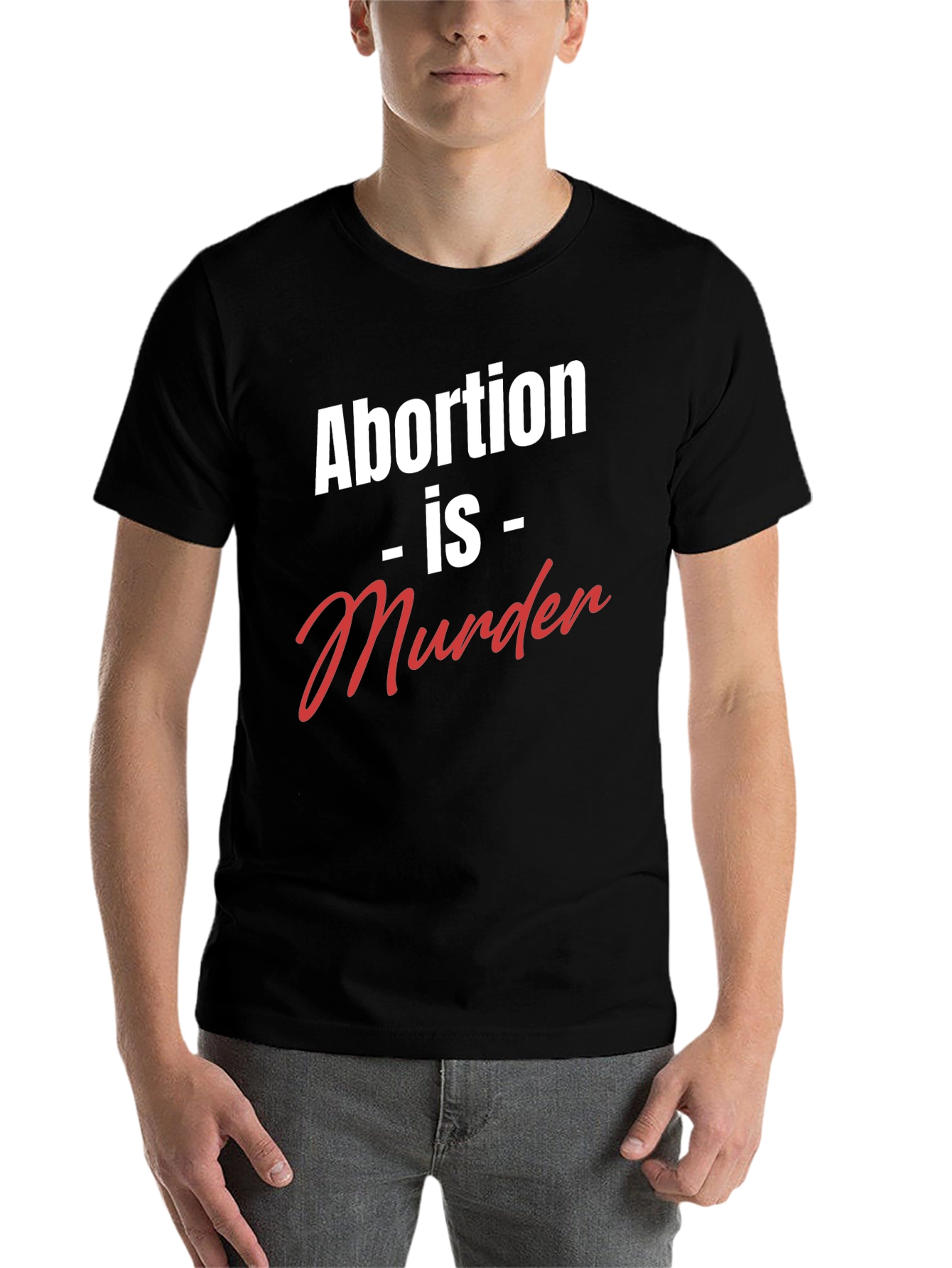 Black Statement T-Shirt - Abortion is Murder view 7