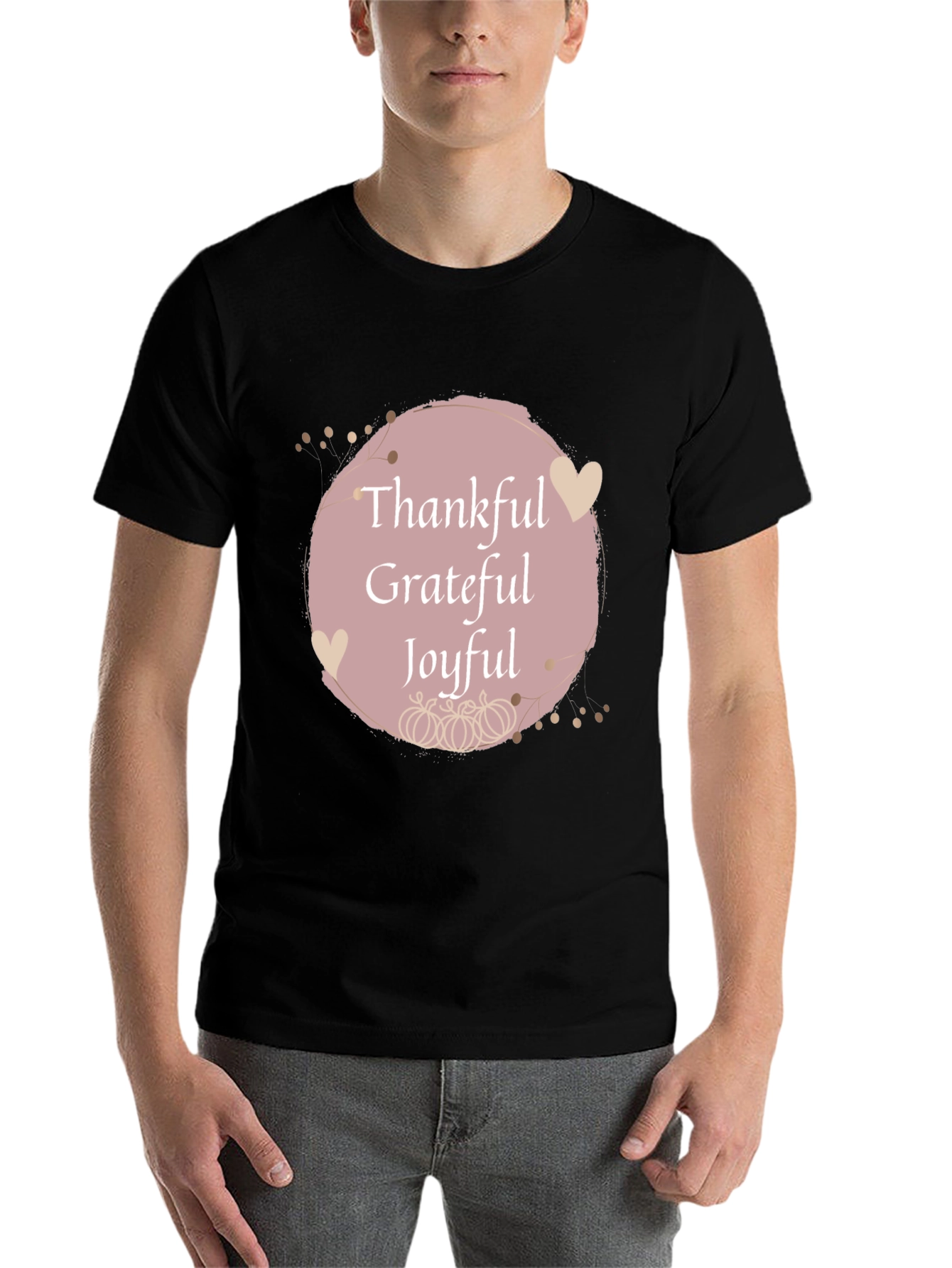 Black Thankful Grateful Joyful Fall T-Shirt view 7