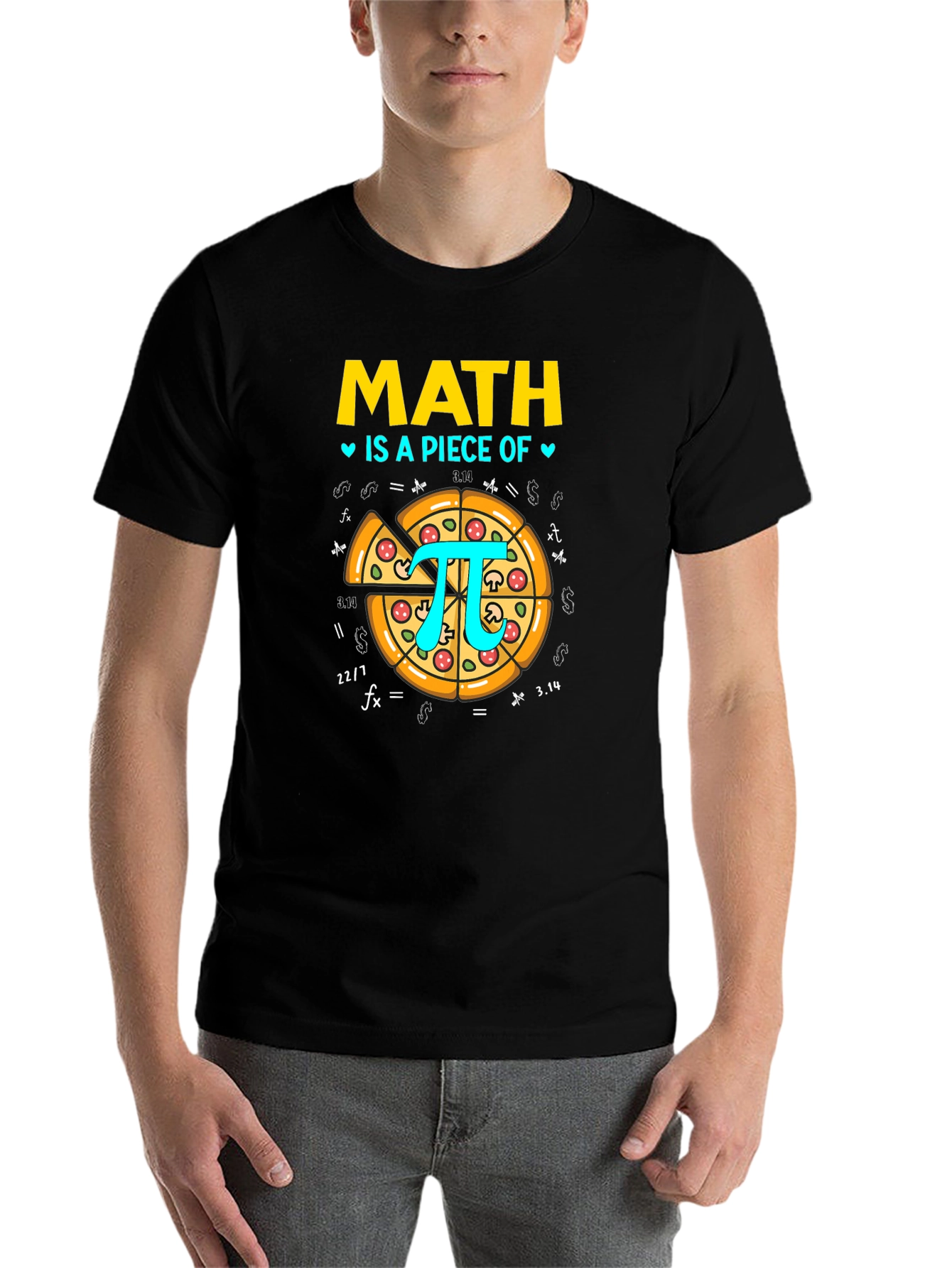Black Math is a Piece of Pi Pizza Graphic T-Shirt view 7