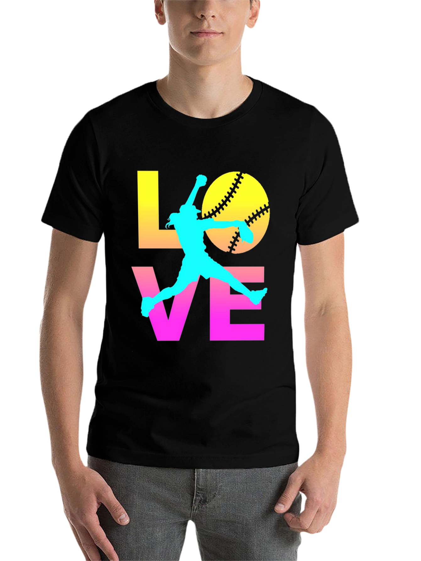 Black Softball Love Graphic Tee view 7