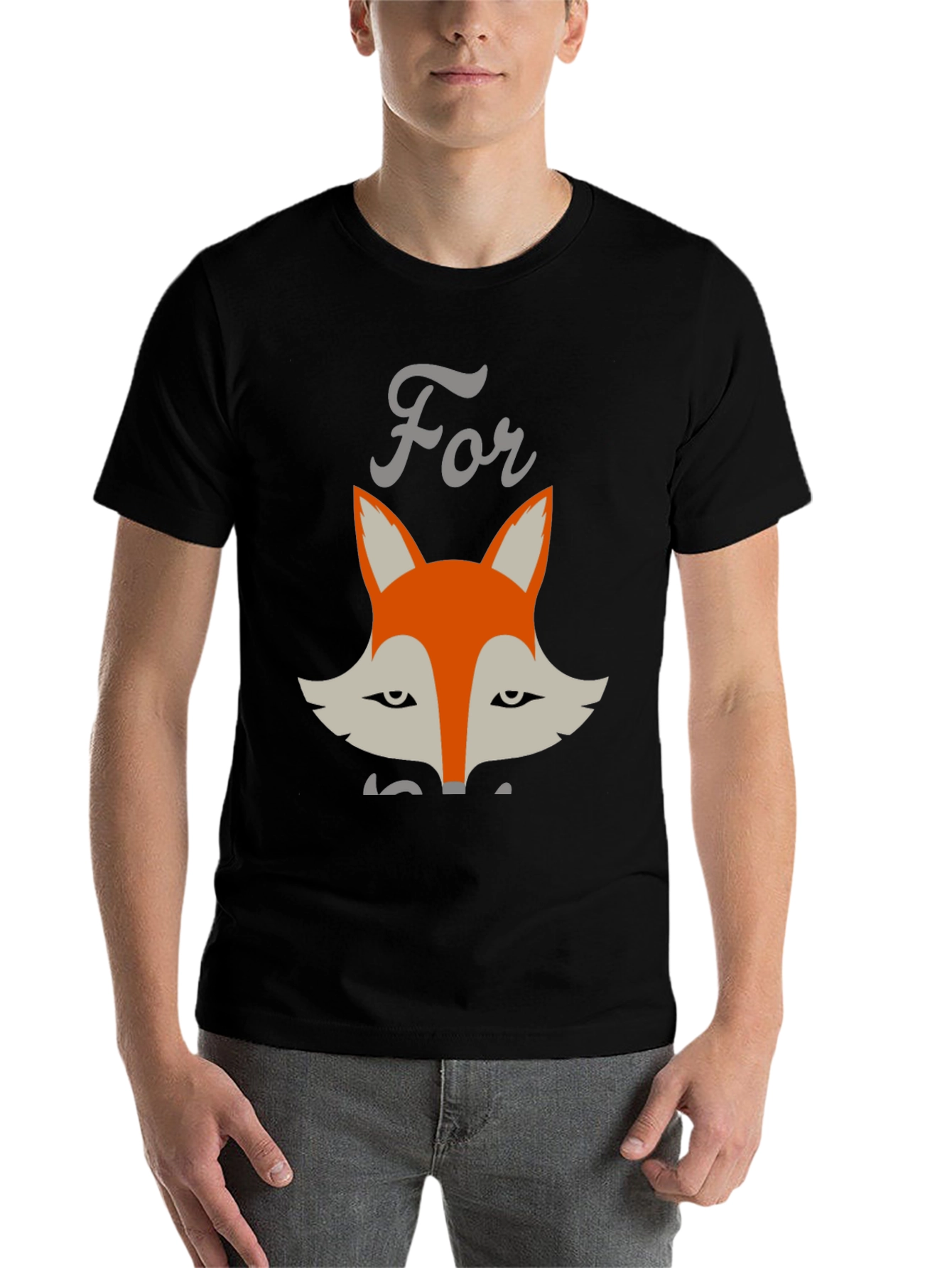 Black Funny Fox Graphic T-Shirt - Unisex Cotton Tee view 7