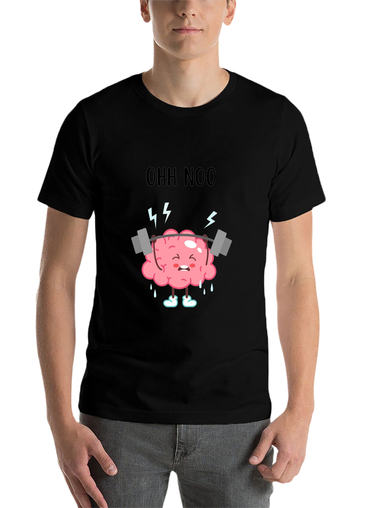 Black Brain Training T-Shirt - "Ohh Noo" Workout Design view 7