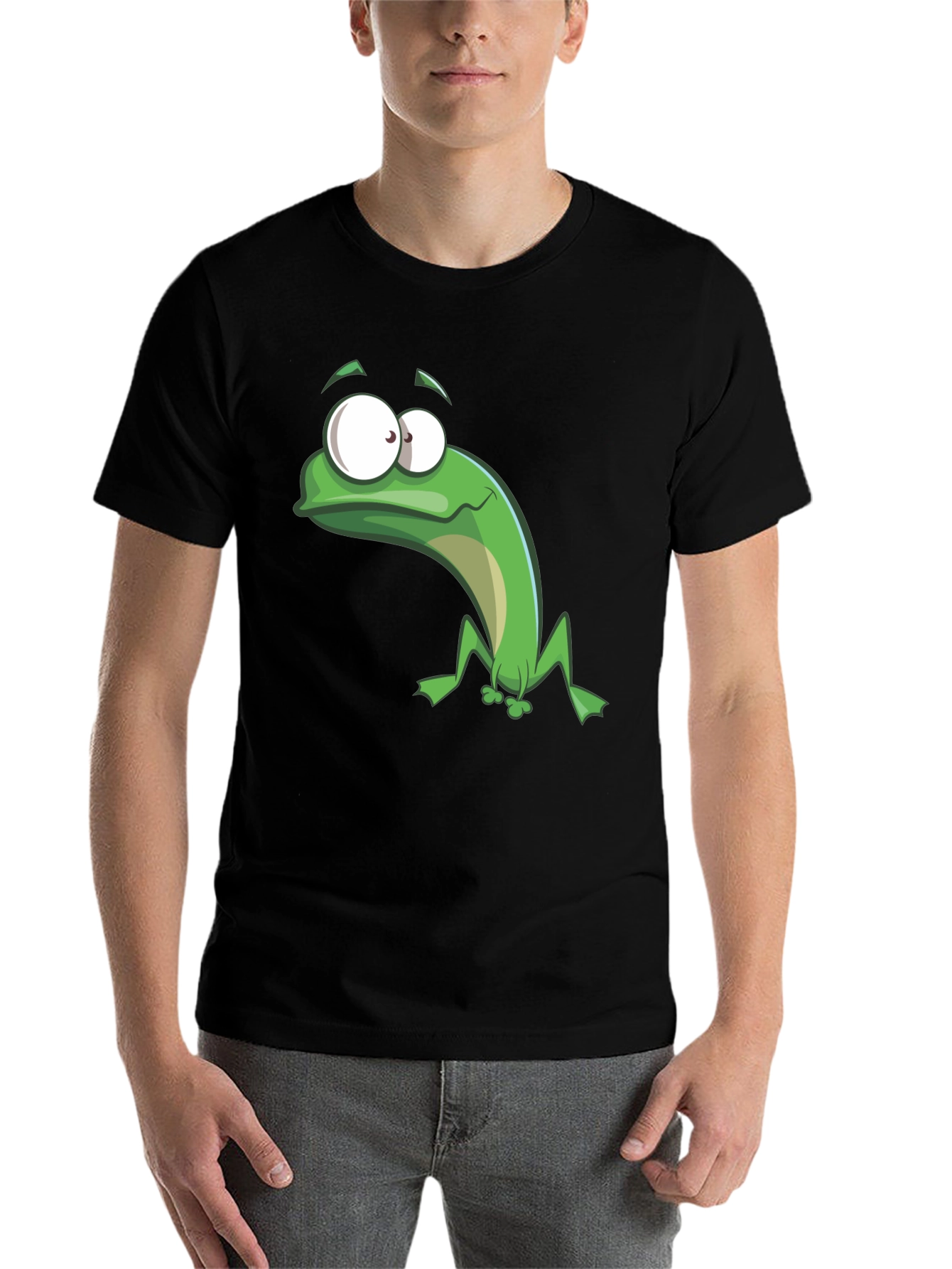 Black Funny Frog Graphic Tee - Black Cotton T-Shirt view 7