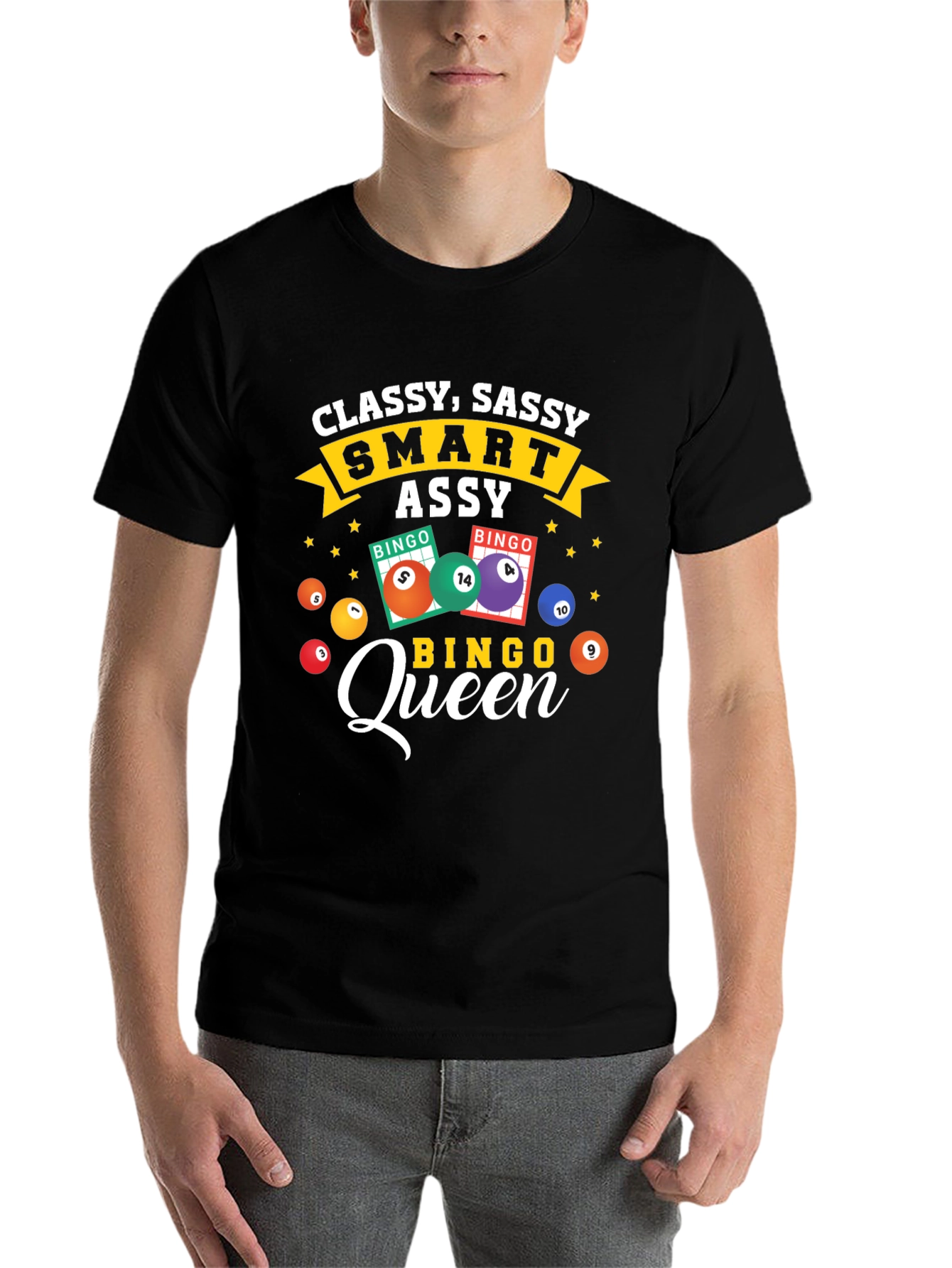 Black Classy Sassy Bingo Queen T-Shirt view 7