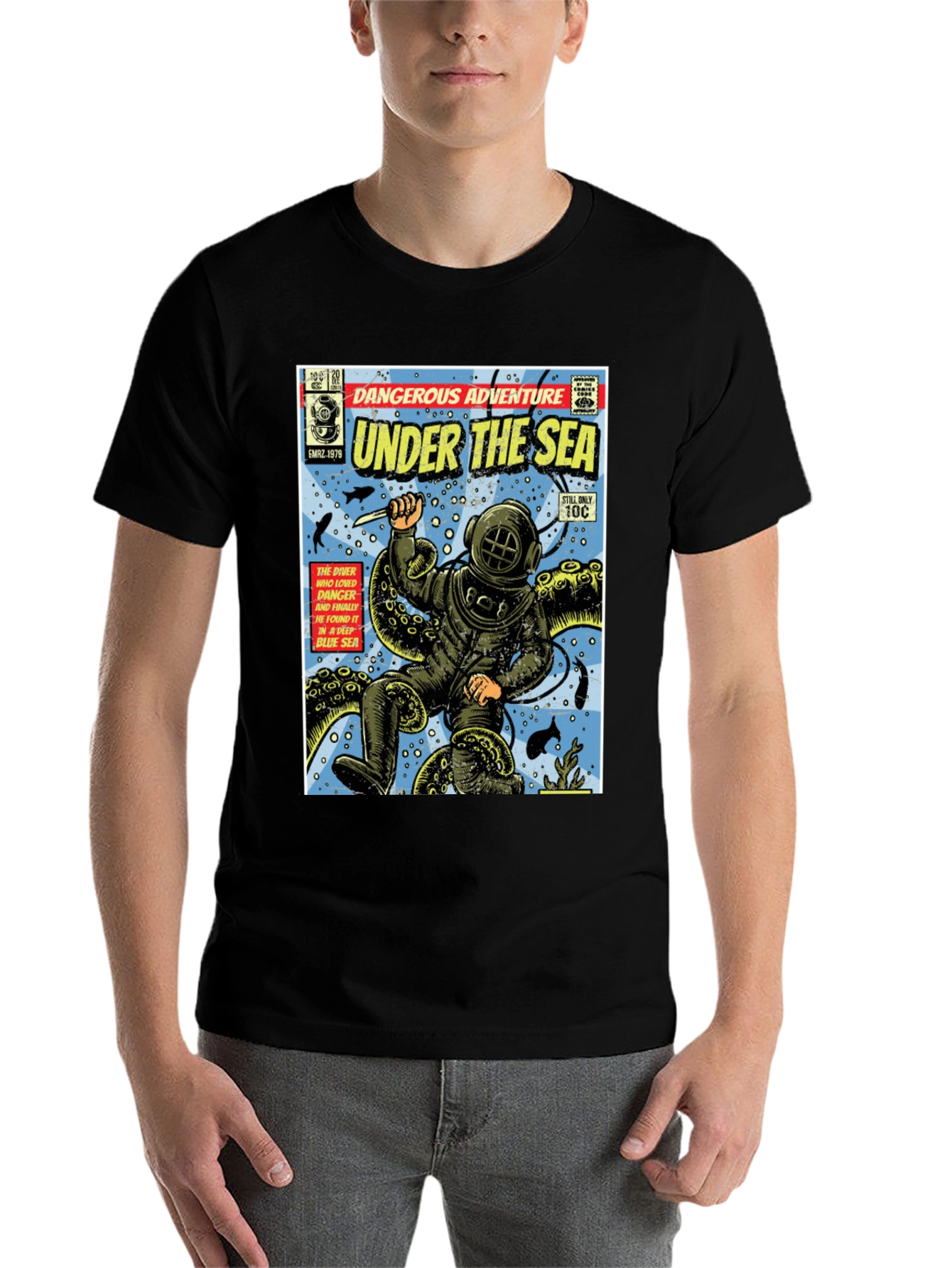 Black Under the Sea Comic Book T-Shirt view 7