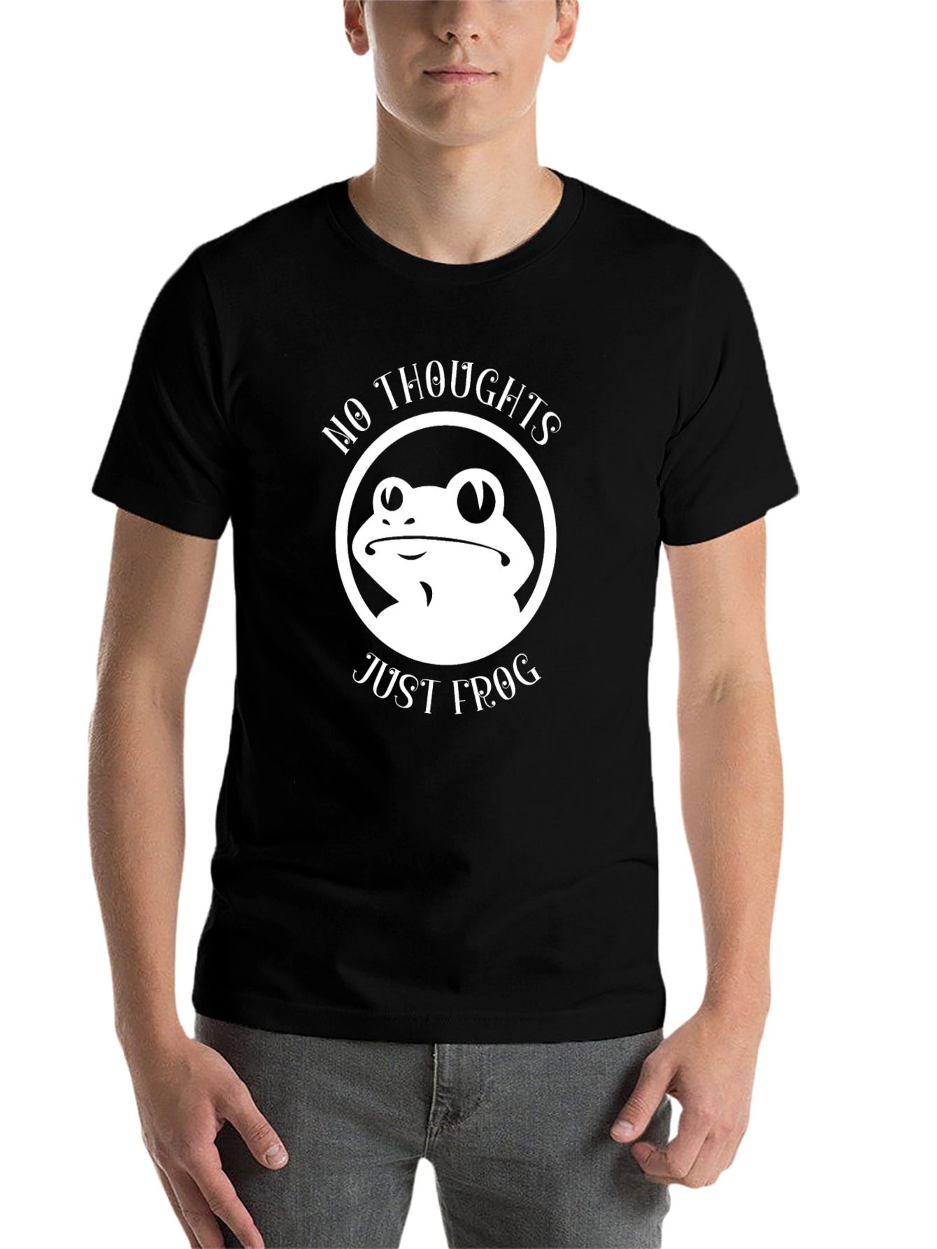 Black No Thoughts Just Frog T-Shirt, Funny Graphic Tee view 7