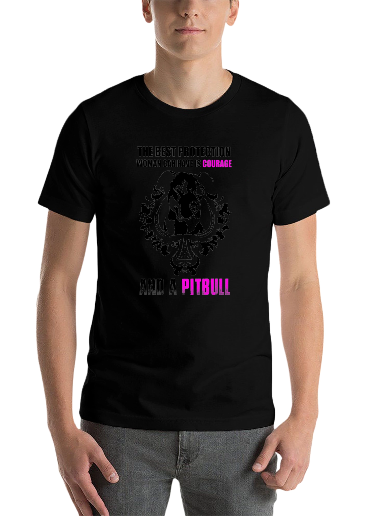 Black Courage & Pitbull Graphic Tee view 7