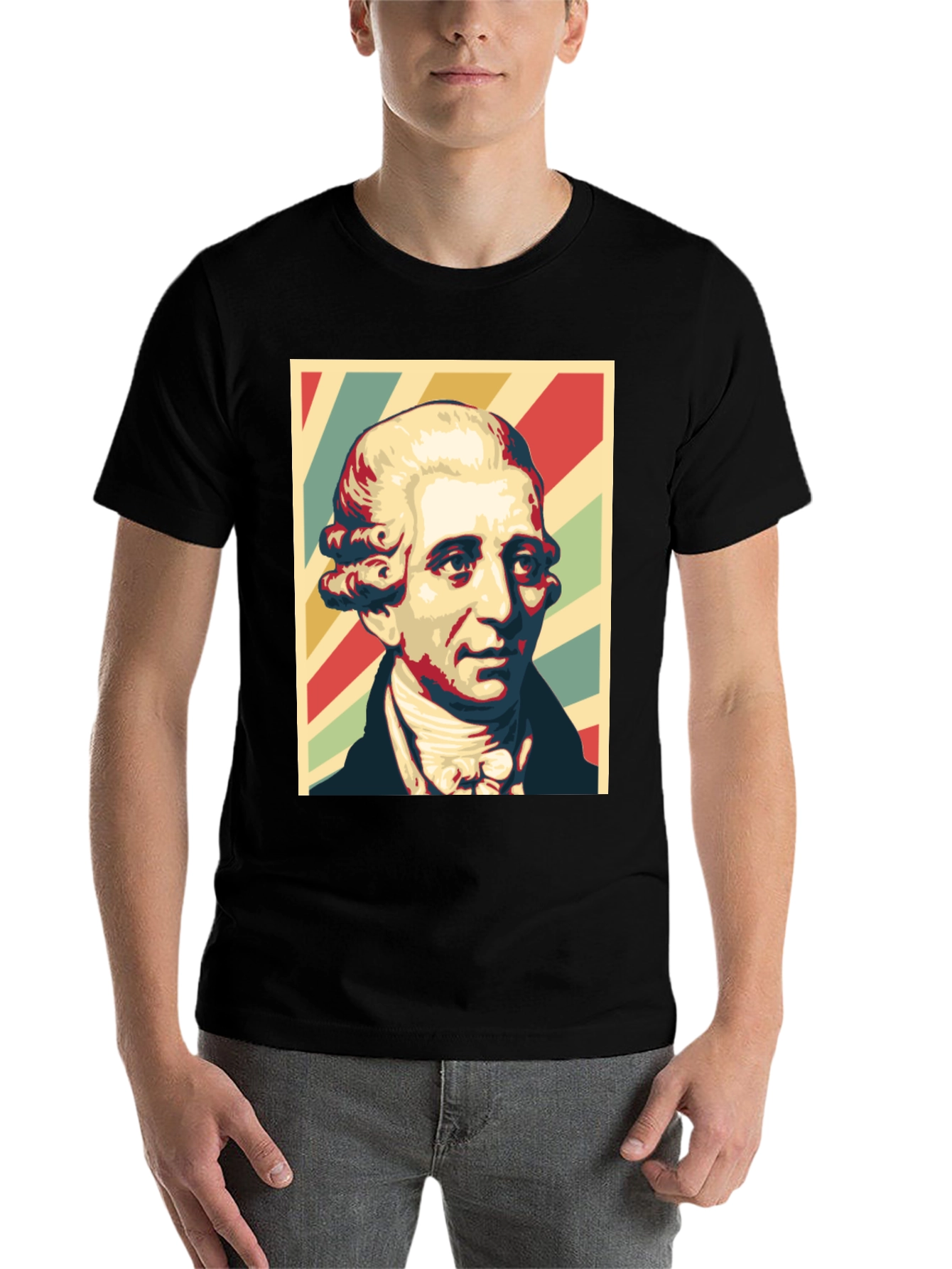Black Retro Portrait T-Shirt - Classic Style view 7