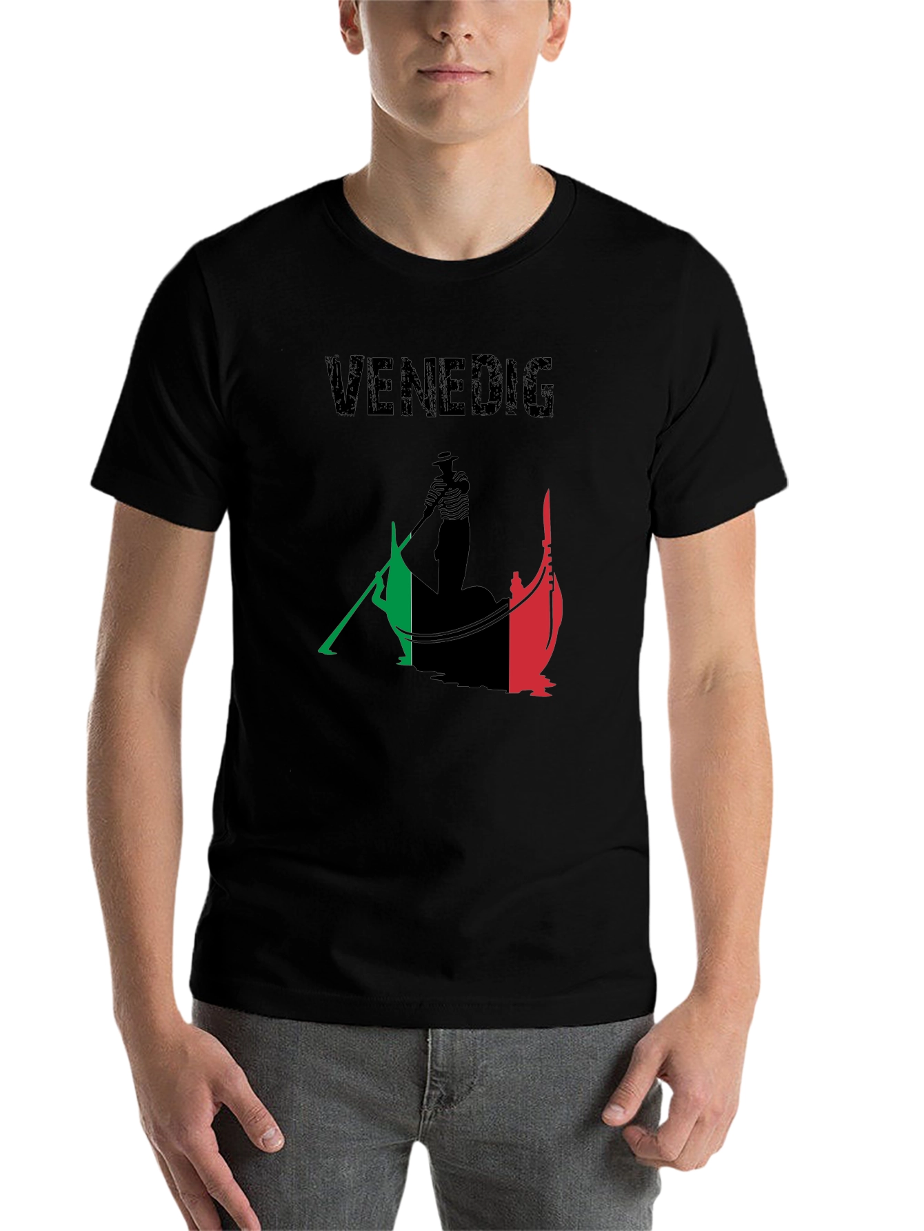 Black Venice Italy Gondola T-Shirt view 7