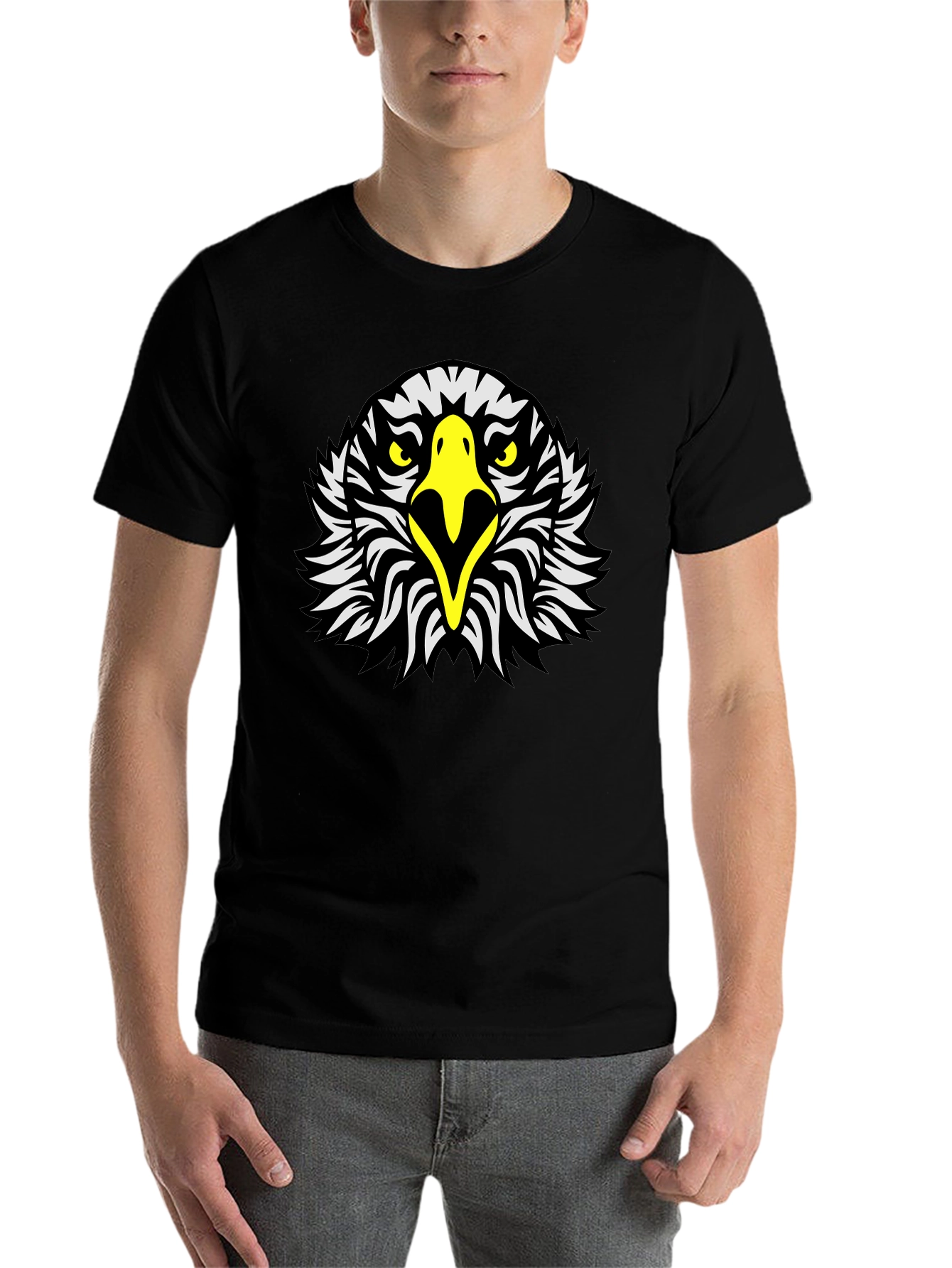 Black Eagle Head Graphic Tee - Black Short Sleeve Shirt view 7