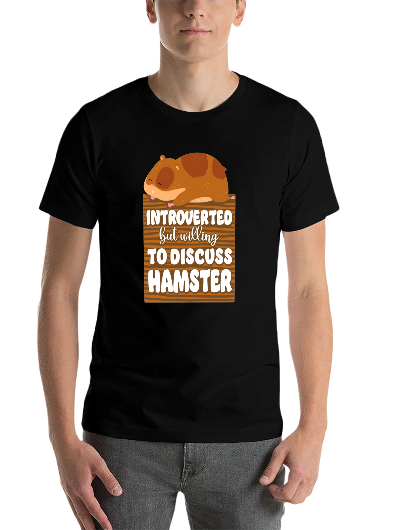 Black Introverted Hamster Graphic Tee view 7
