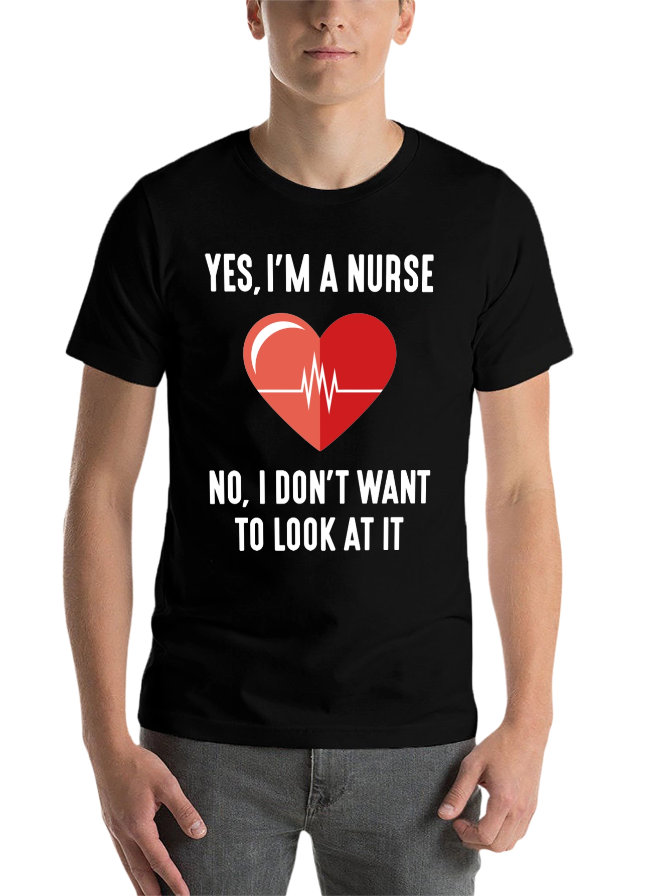 Black Yes, I'm A Nurse - Funny Graphic T-Shirt view 7